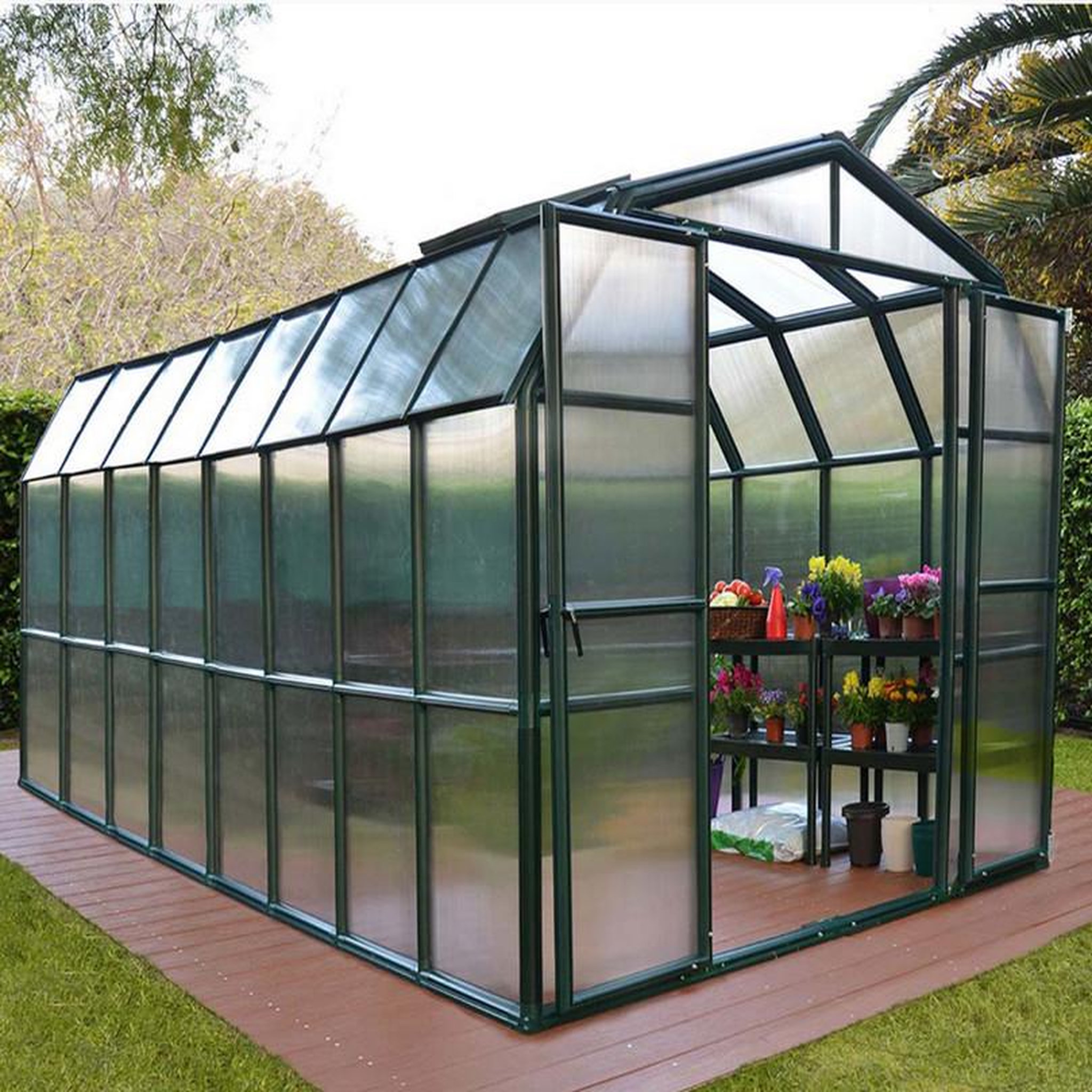 Voir la diapositive 2 : Palram Serre de jardin 8x16 pieds vert - 702494