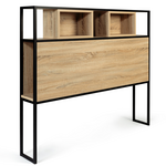 ID MARKET Tête de lit sur pied DETROIT 145 cm bois et métal noir design industriel