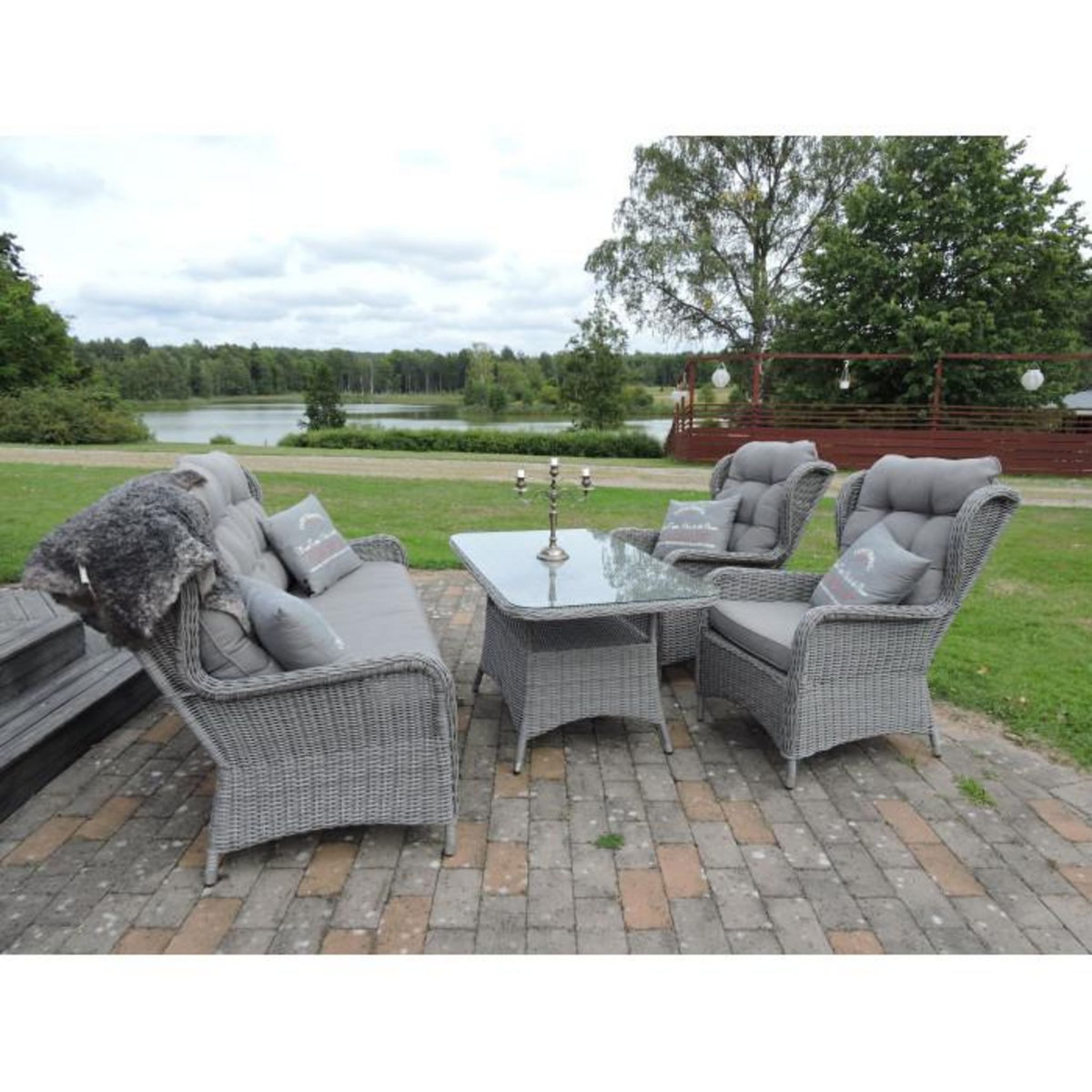 Paris Prix Salon de Jardin  Washington  176cm Gris