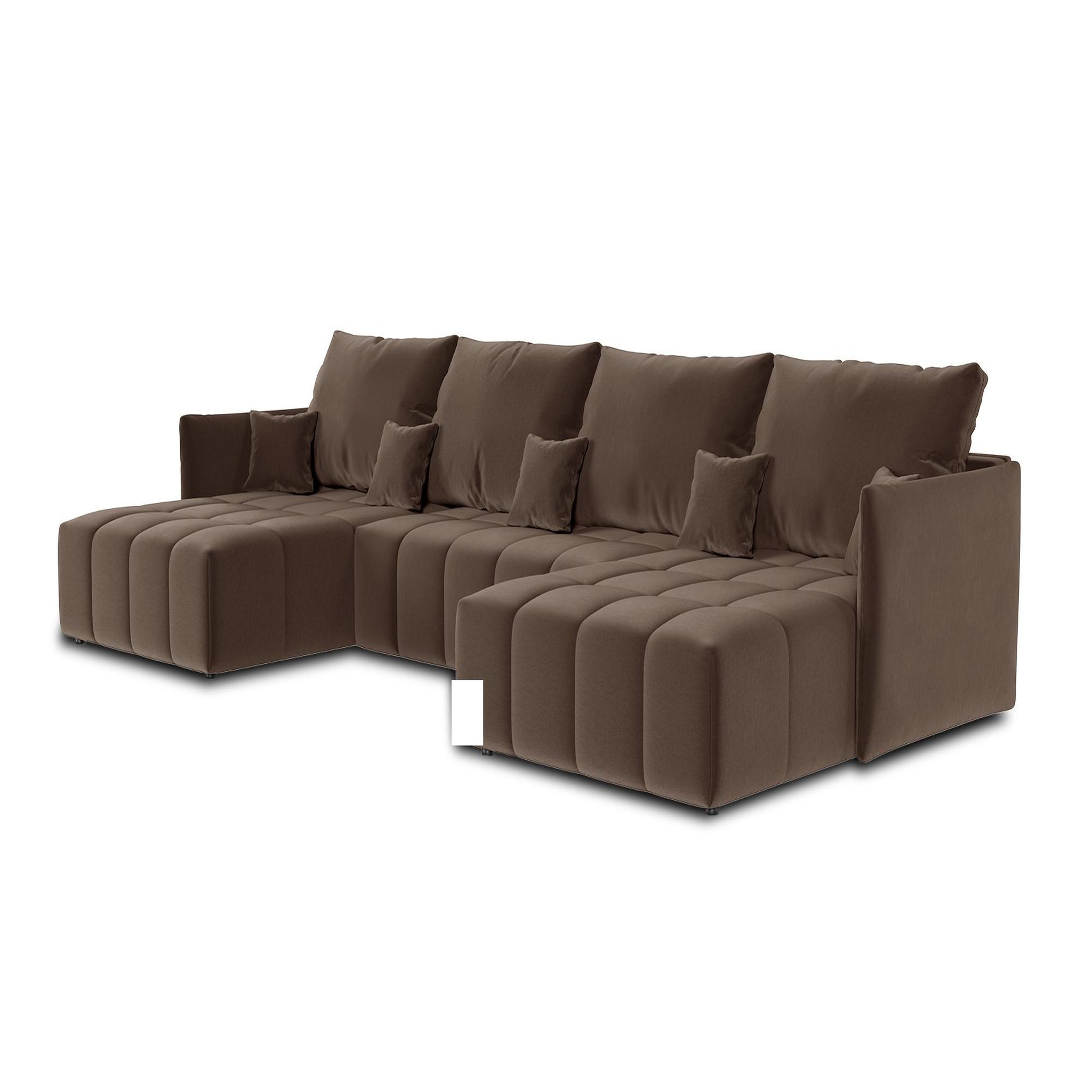 Voir la diapositive 4 : BEST MOBILIER Petra - canapé panoramique en u - 7 places - convertible - avec coffre - en velours