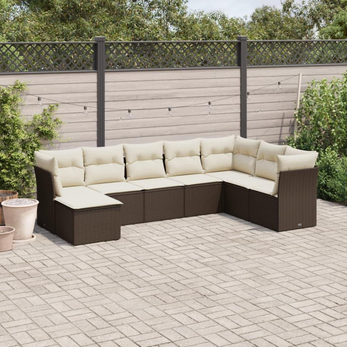 VIDAXL Salon de jardin 8 pcs avec coussins marron resine tressee