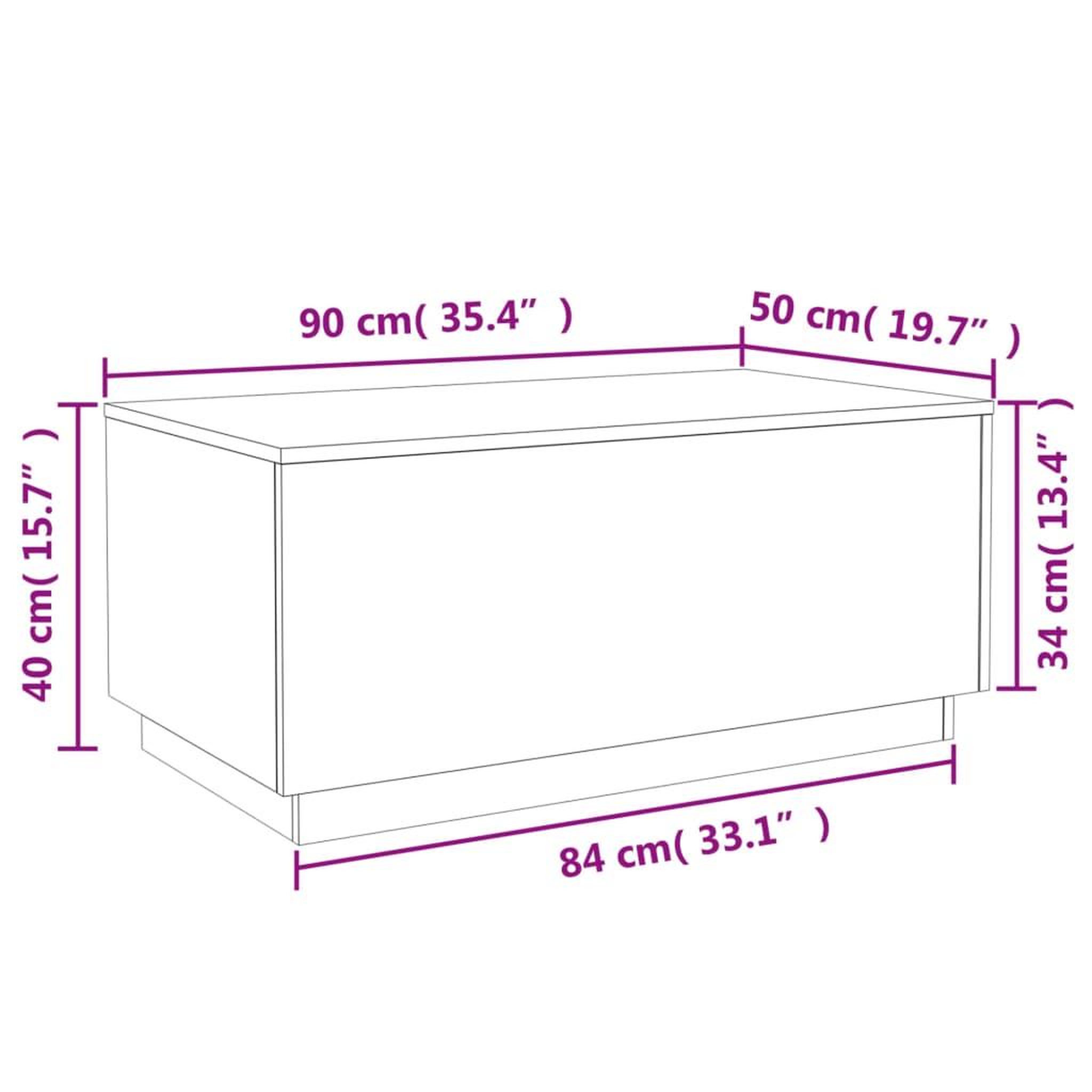 Voir la diapositive 6 : VIDAXL Table basse avec lumieres LED chene fume 90x50x40 cm