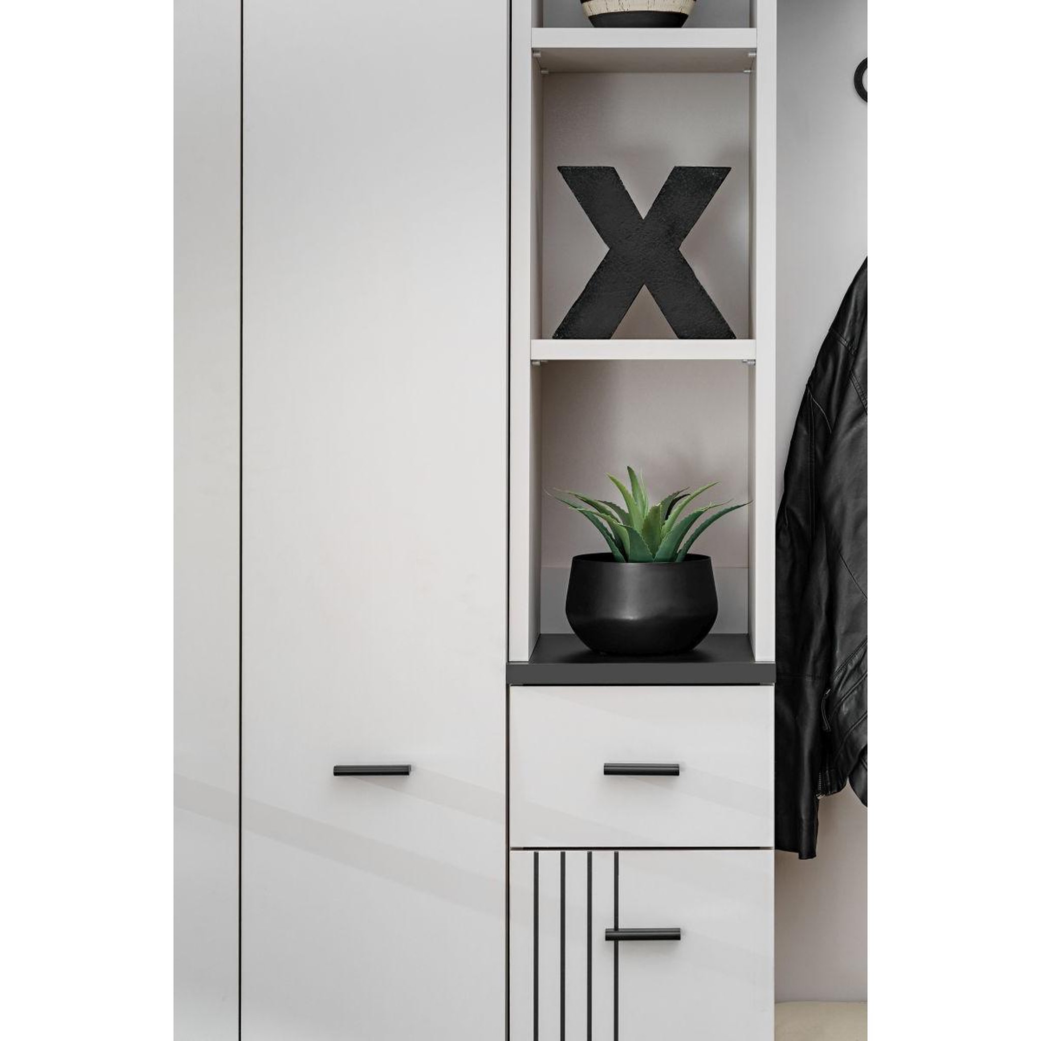Voir la diapositive 3 : Paris Prix Colonne de rangement  hugo  203cm gris & noir