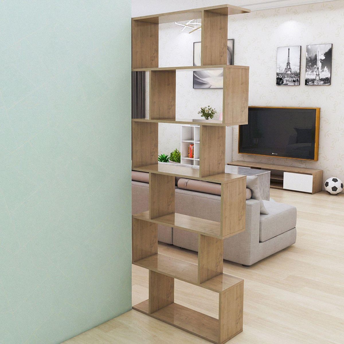 TOILINUX Etagère Bibliothèque Aaron - effet Chêne - 192 x 70 x 24 cm