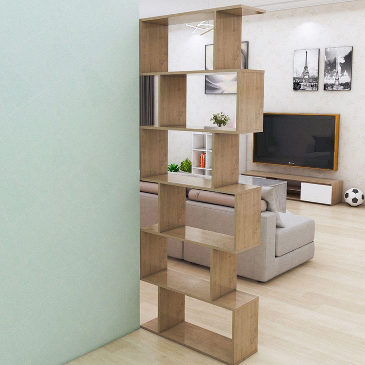 TOILINUX Etagère Bibliothèque Aaron - effet Chêne - 192 x 70 x 24 cm