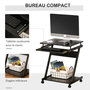 Voir la diapositive 4 : HOMCOM Bureau informatique roulant - bureau mobile - table d'ordinateur - tablette coulissante clavier + étagère - noir