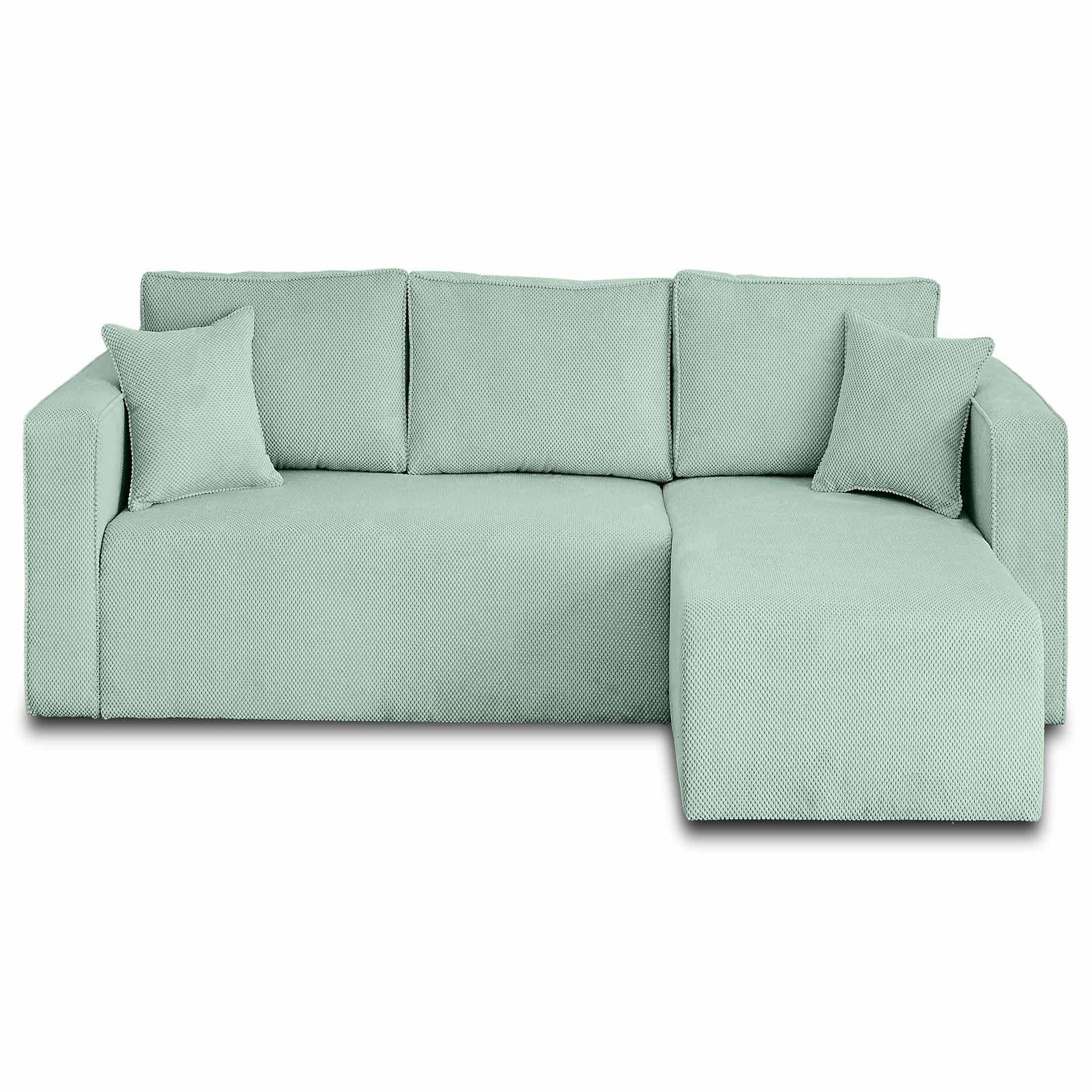 BEST MOBILIER Topaze - canapé d'angle réversible - 4 places - convertible avec coffre - en velours texturé. Coloris disponibles : Gris, Noir, Rose, Orange, Bleu, Beige, Bicolore