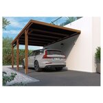 Forest Style Lot carport adossé toit plat - Bois traité autoclave - 15,6 m² - VICTOR + Supports de fixation en H