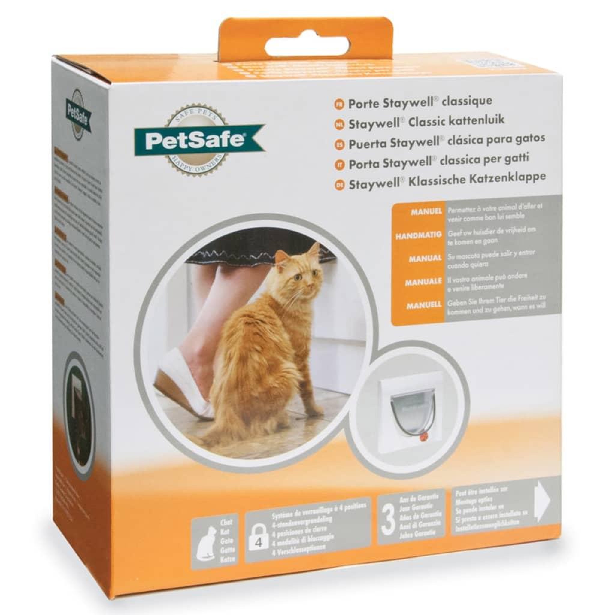 Voir la diapositive 3 : PETSAFE PetSafe Chatiere manuelle a 4 voies avec tunnel Classic 917 Blanc