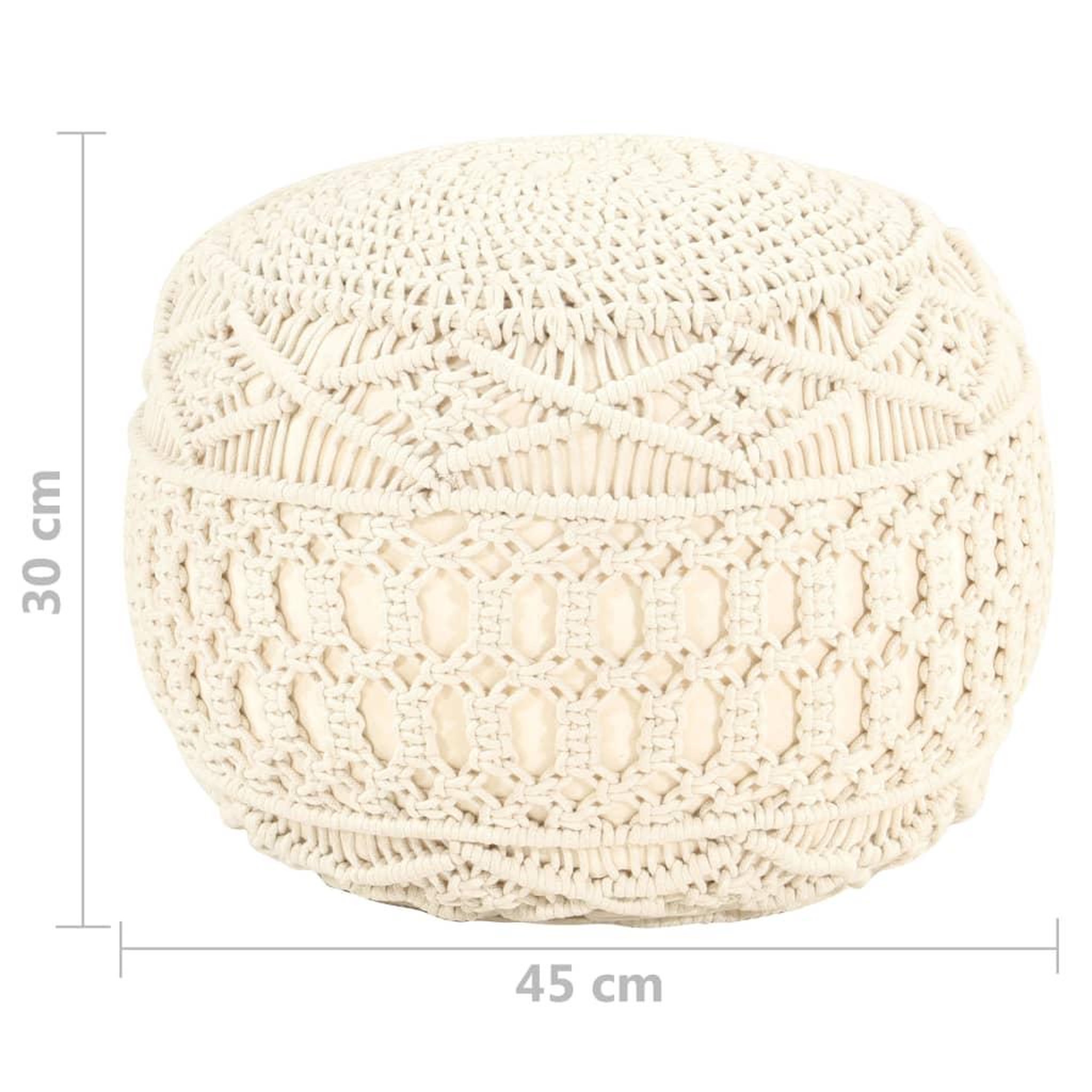 Voir la diapositive 6 : VIDAXL Pouf fait a la main en macrame 45x30 cm Coton