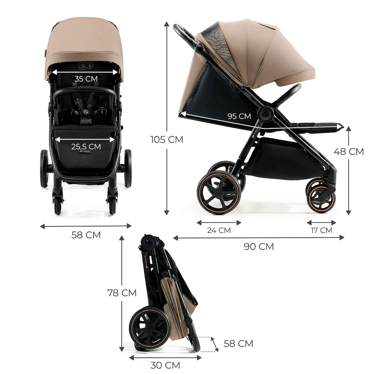 KINDERKRAFT Poussette compacte avec suspension et protection UPF50+ pour bébé