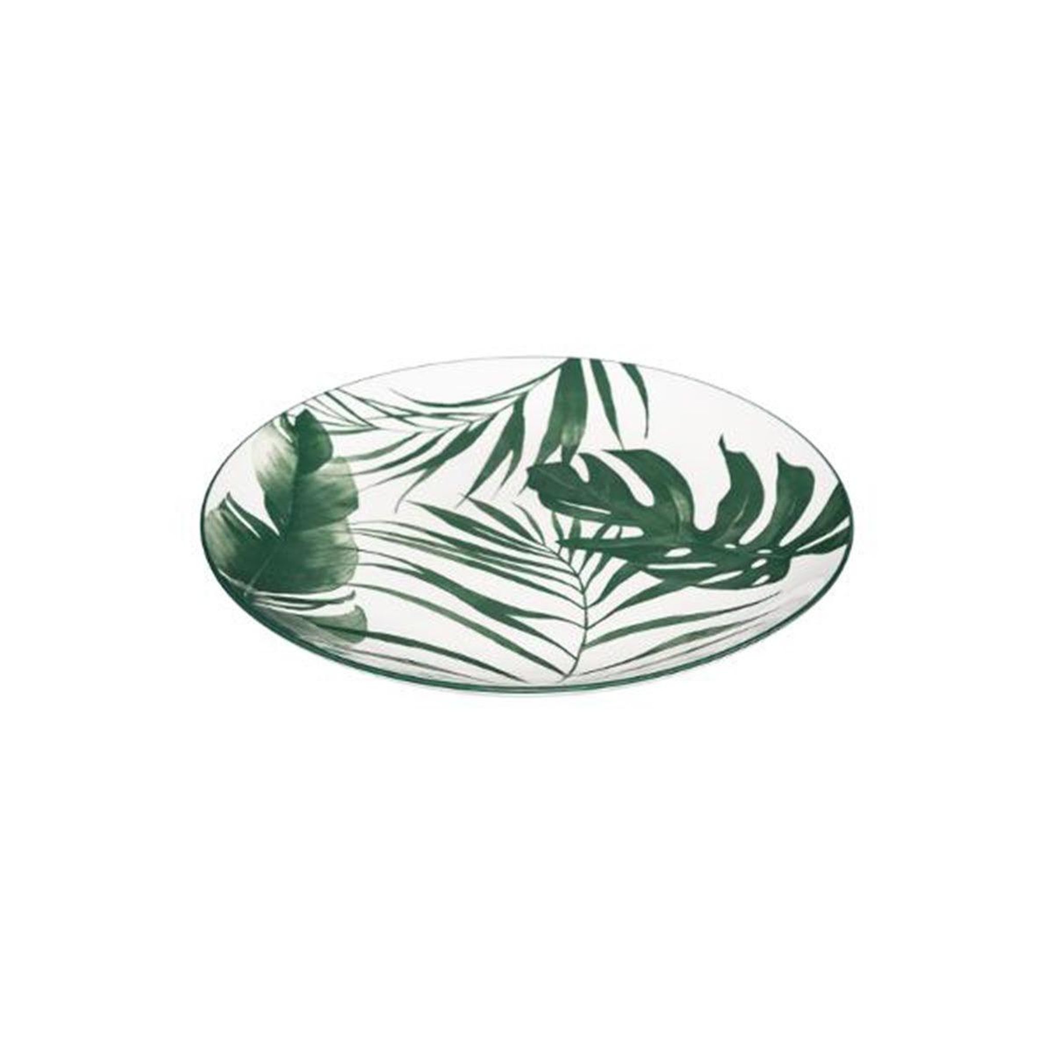 Voir la diapositive 2 : SECRET DE GOURMET Lot de 6 assiettes plates  palme  26cm vert