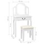 Voir la diapositive 6 : VIDAXL Coiffeuse et tabouret Blanc 65x36x128 cm Bois de paulownia MDF