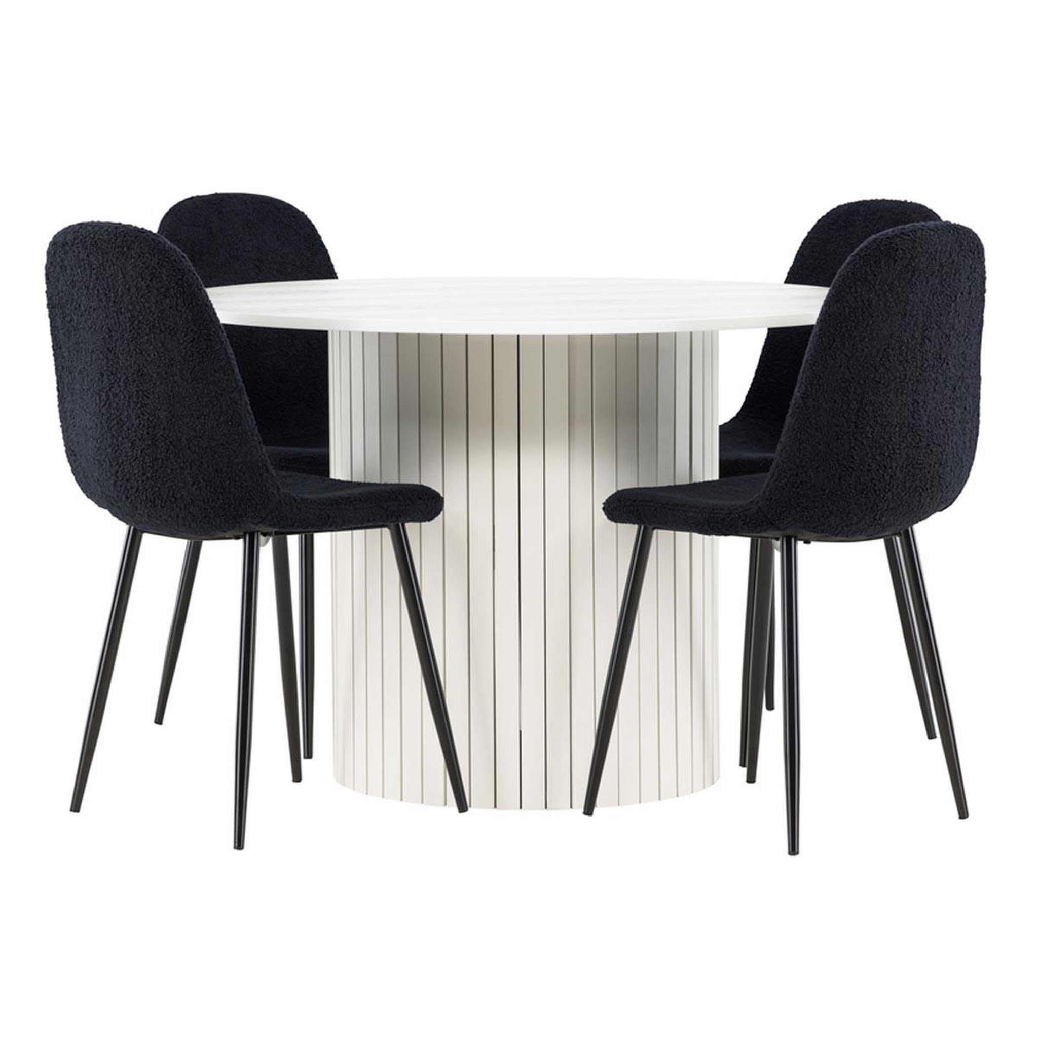 Paris Prix Ensemble table à manger & 4 chaises  haron & polar  110cm blanc & noir