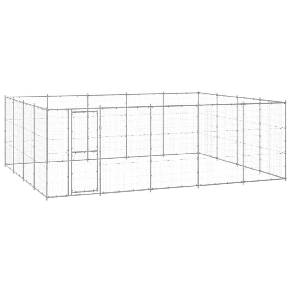VIDAXL Chenil exterieur Acier galvanise 24,2 m²