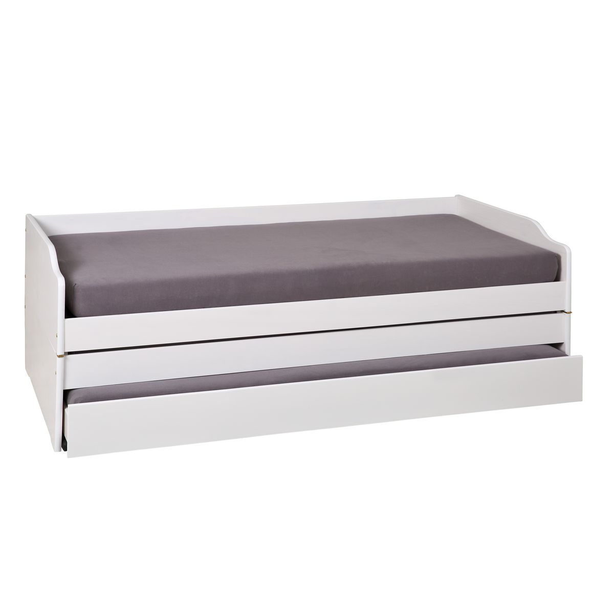 Lit banquette gigogne en pin massif 3 couchages  90x190 BLANDINE