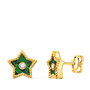 Voir la diapositive 1 : L'ATELIER D'AZUR Boucles d'Oreilles Or 18 Carats 750 Jaune Étoile - Malachite et Zirconium