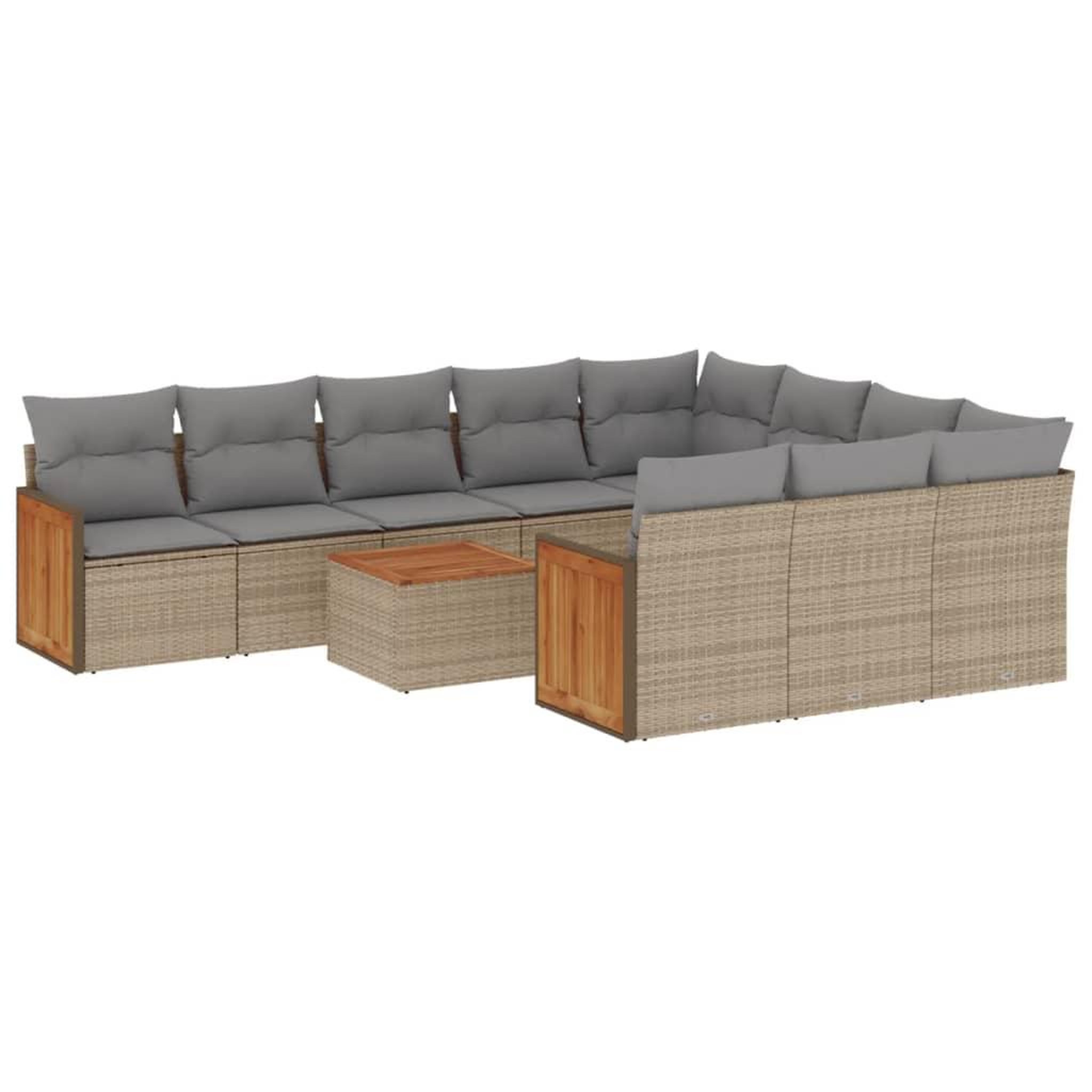 Voir la diapositive 2 : VIDAXL Salon de jardin 11 pcs avec coussins beige resine tressee