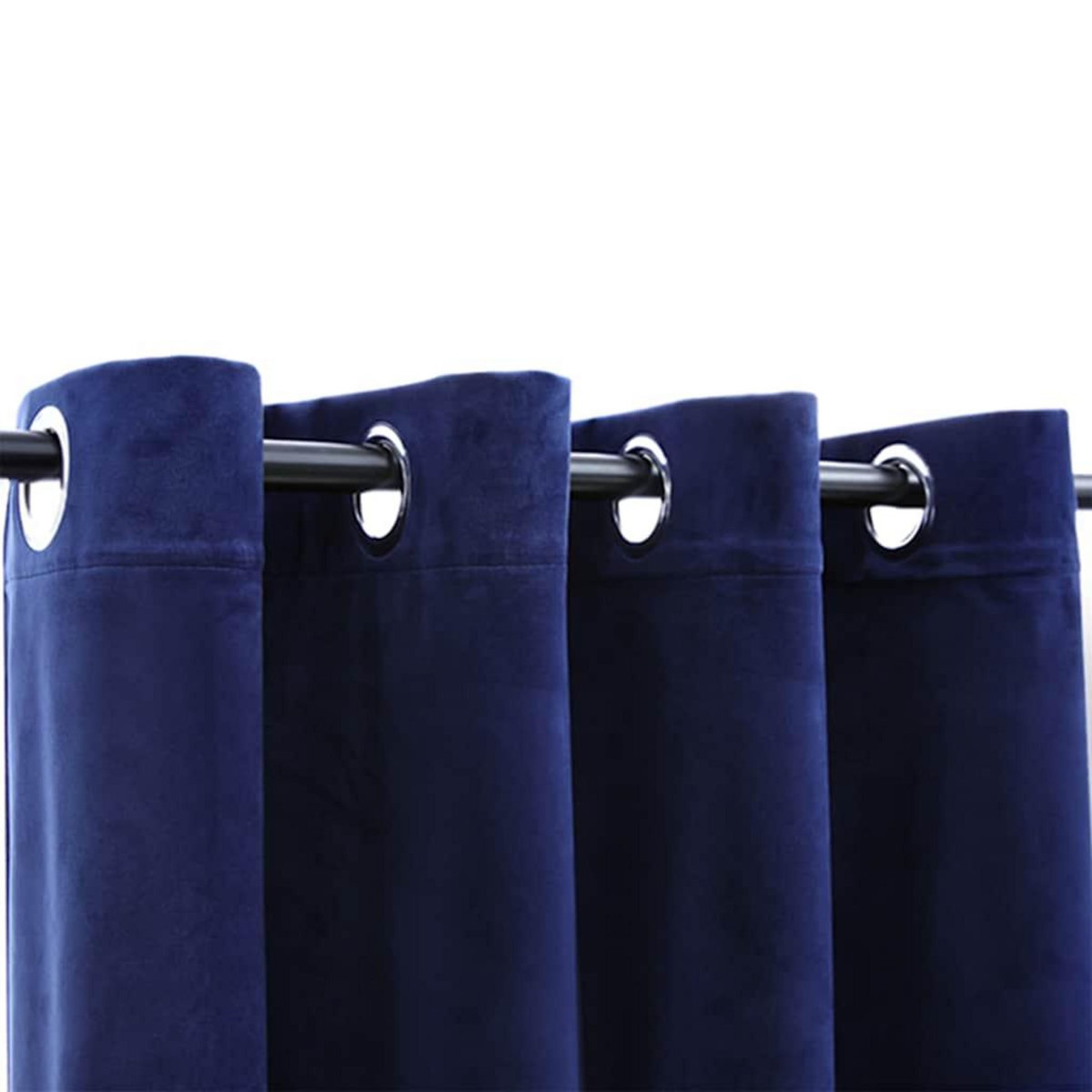 VIDAXL Rideaux occultants et anneaux 2pcs Velours Bleu fonce 140x225cm