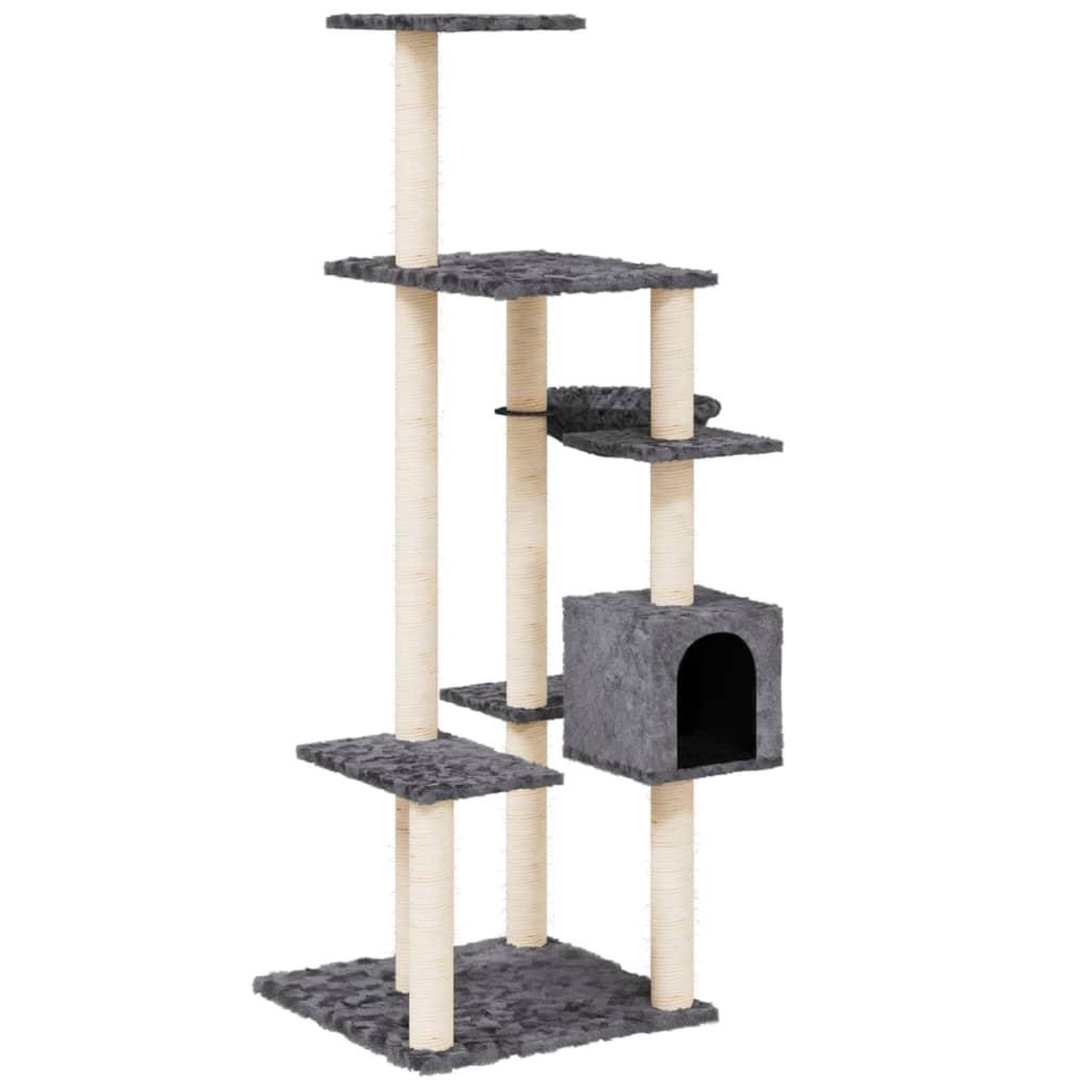 Voir la diapositive 2 : VIDAXL Arbre a chat avec griffoirs en sisal Gris fonce 142 cm
