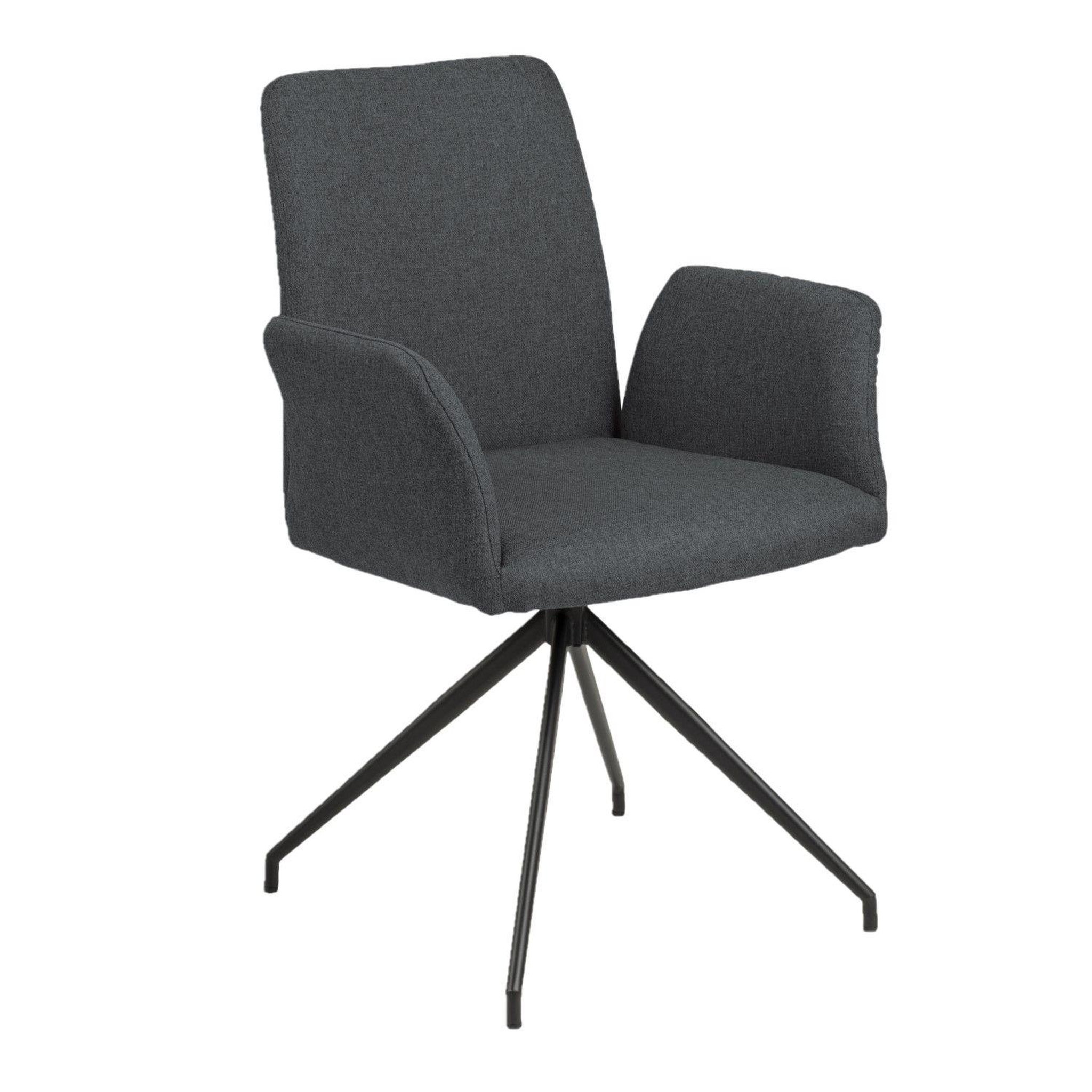 TOILINUX Fauteuil de table lou en tissu - gris foncé