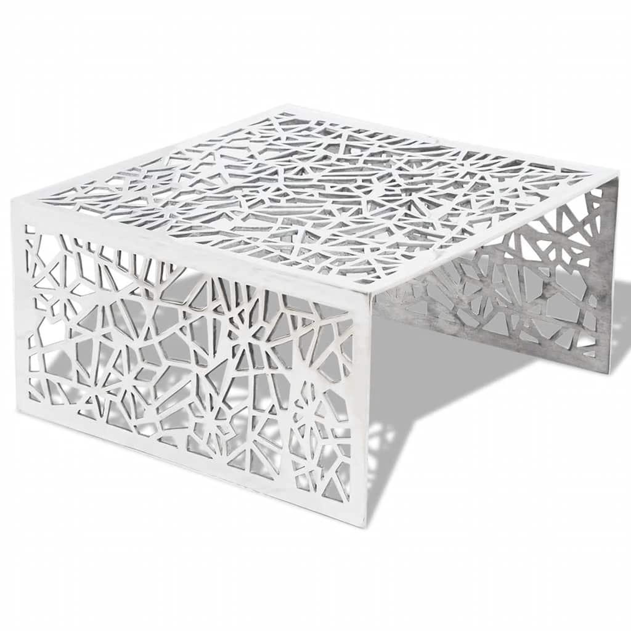VIDAXL Table basse argentee design geometrique aluminium