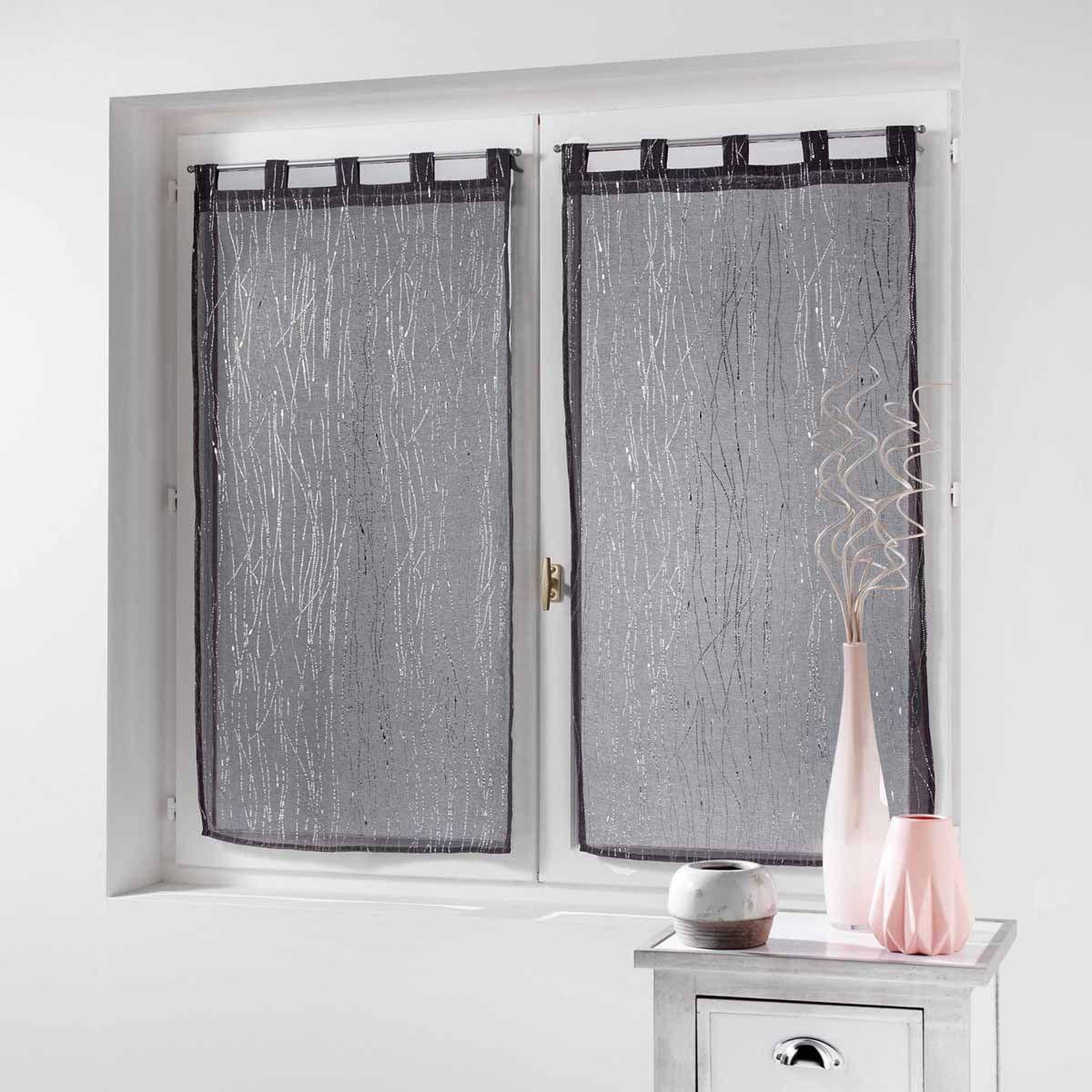 Douceur d'Intérieur Paire de voilages  filiane  45x120cm anthracite
