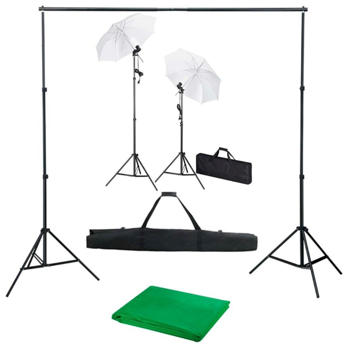 VIDAXL Kit de studio photo avec toile de fond lampes et parapluies