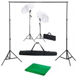 VIDAXL Kit de studio photo avec toile de fond lampes et parapluies