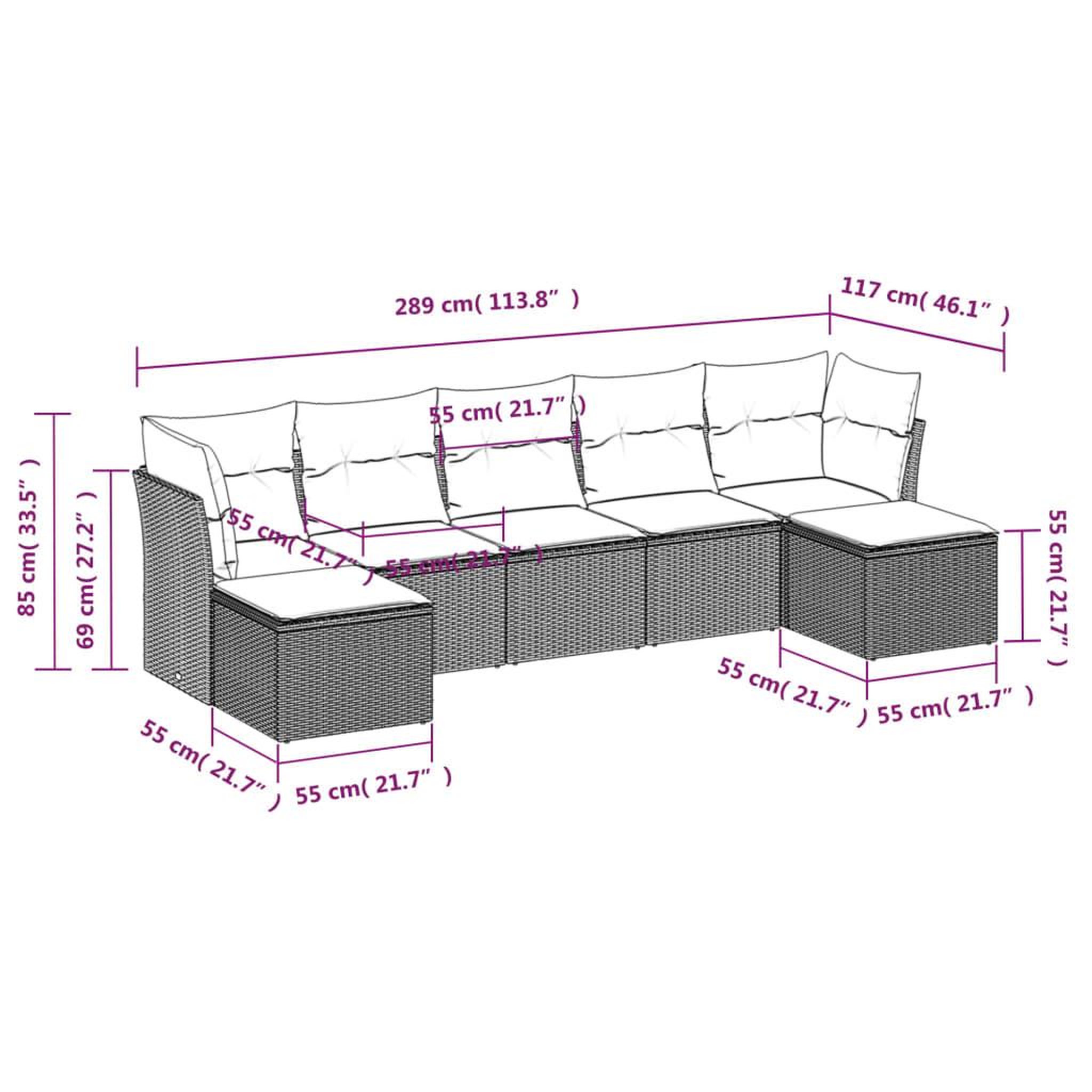 Voir la diapositive 4 : VIDAXL Salon de jardin 7 pcs avec coussins noir resine tressee