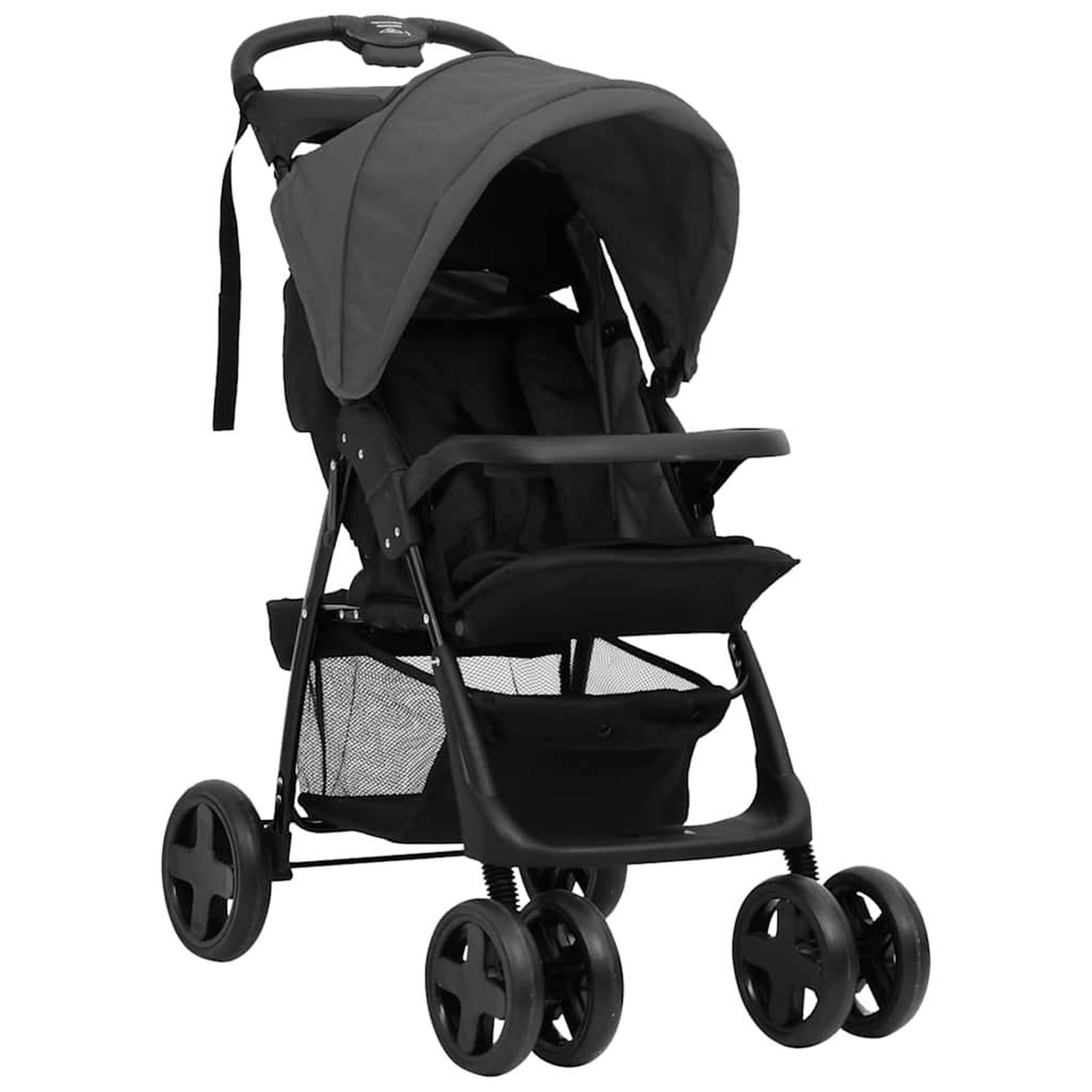 Voir la diapositive 3 : VIDAXL Poussette pour bebe 3-en-1 Gris fonce et noir Acier