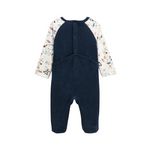 Petit Béguin Pyjama bébé en velours Cirque d'automne. Coloris disponibles : Bleu