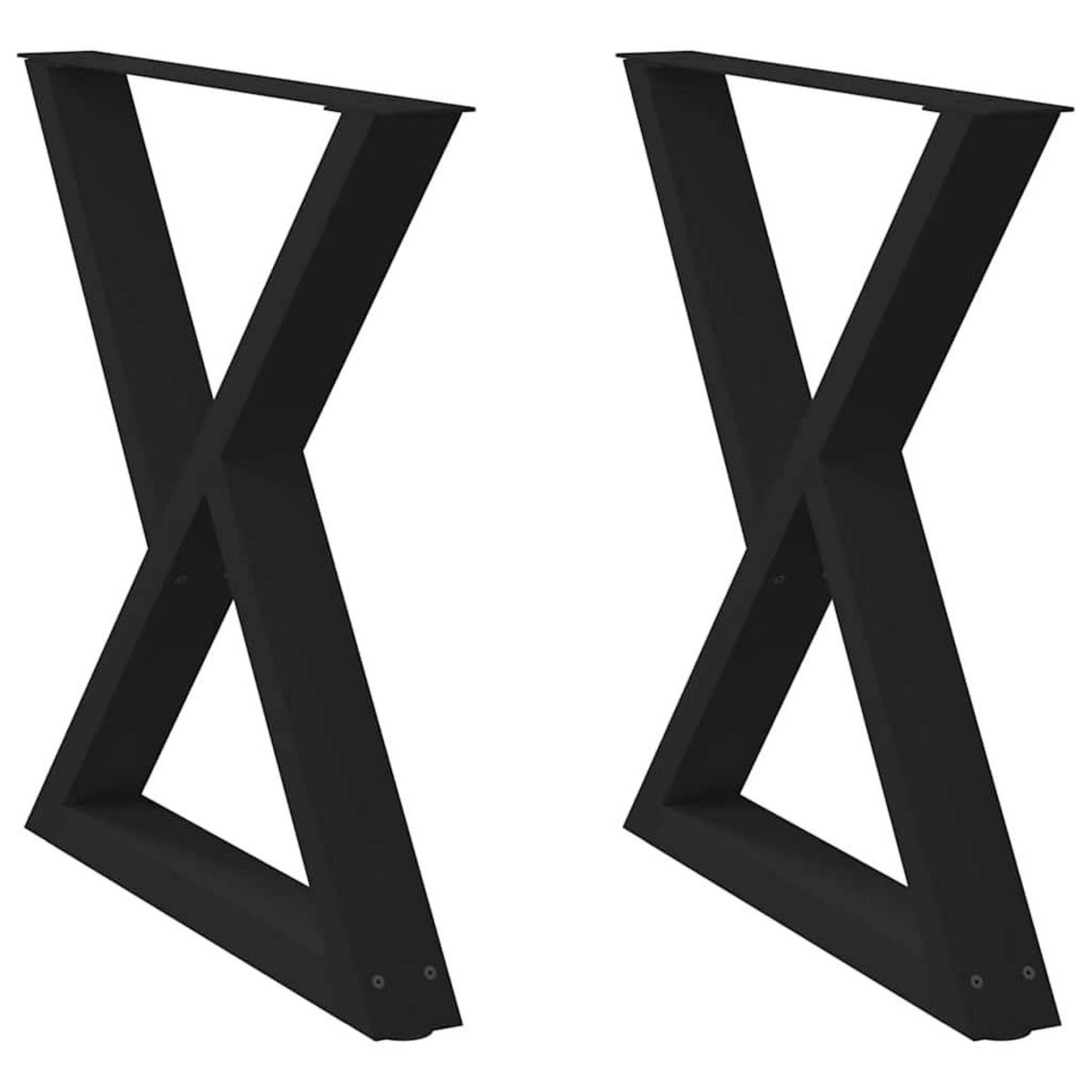 VIDAXL Pieds de table a manger 2 pcs noir 70x(72-73,3)cm acier
