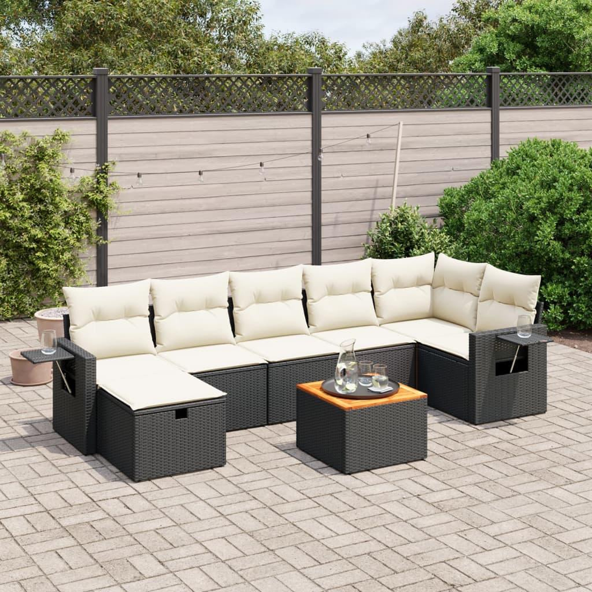 VIDAXL Salon de jardin 8 pcs avec coussins noir resine tressee