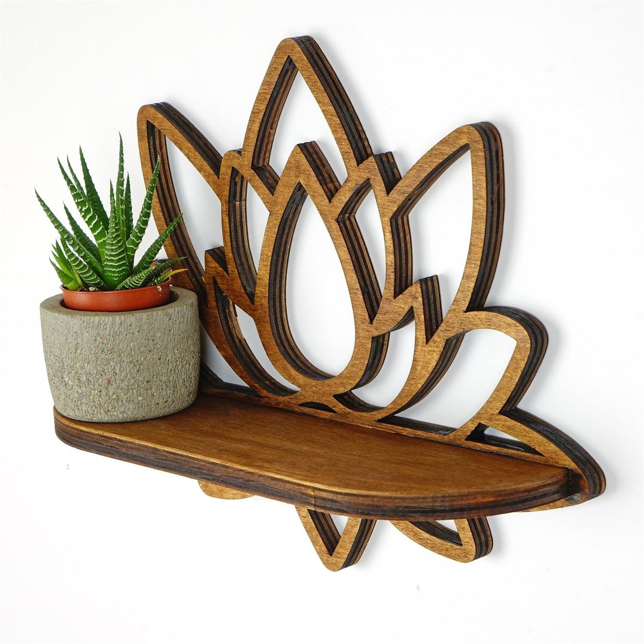 Habitat et Jardin Étagère murale en bois  raf264  - 33 x 10 x 26 cm - noyer