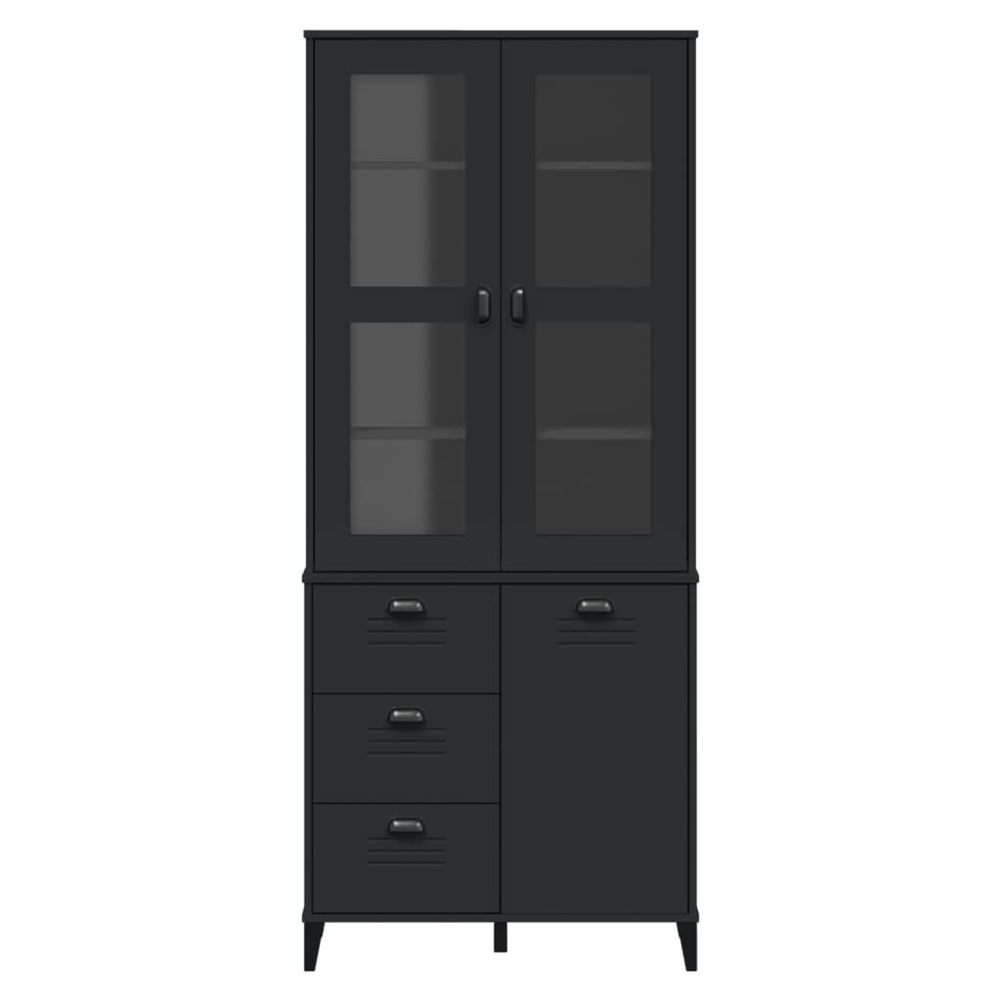 Voir la diapositive 4 : VIDAXL Buffet VIKEN noir 80x40x190 cm bois massif de pin