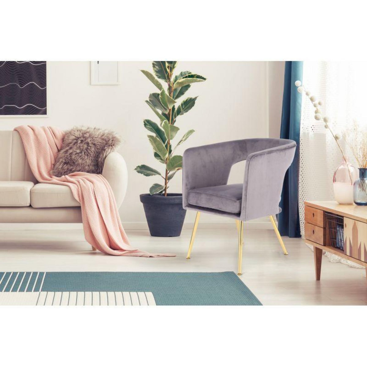 Paris Prix Chaise Design  Jolene  77cm Gris