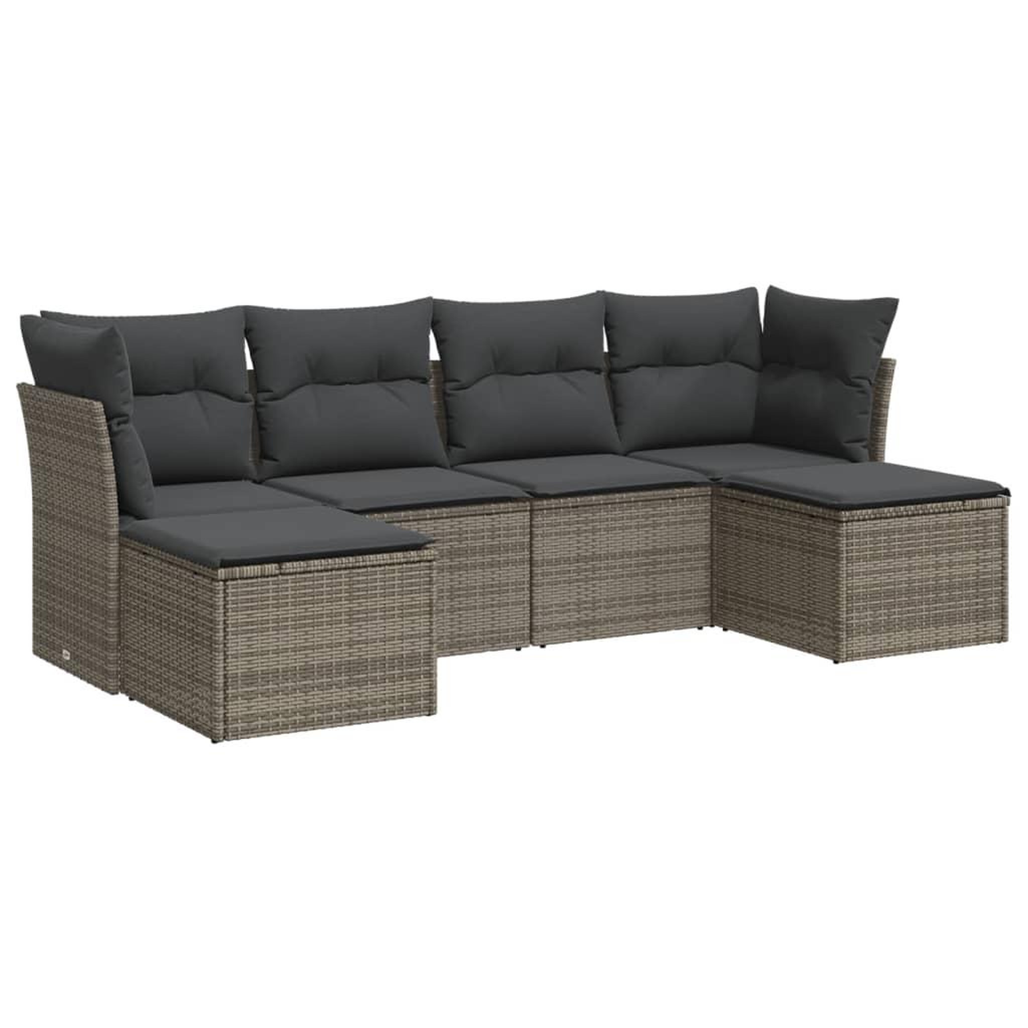 Voir la diapositive 2 : VIDAXL Salon de jardin 6 pcs avec coussins gris resine tressee