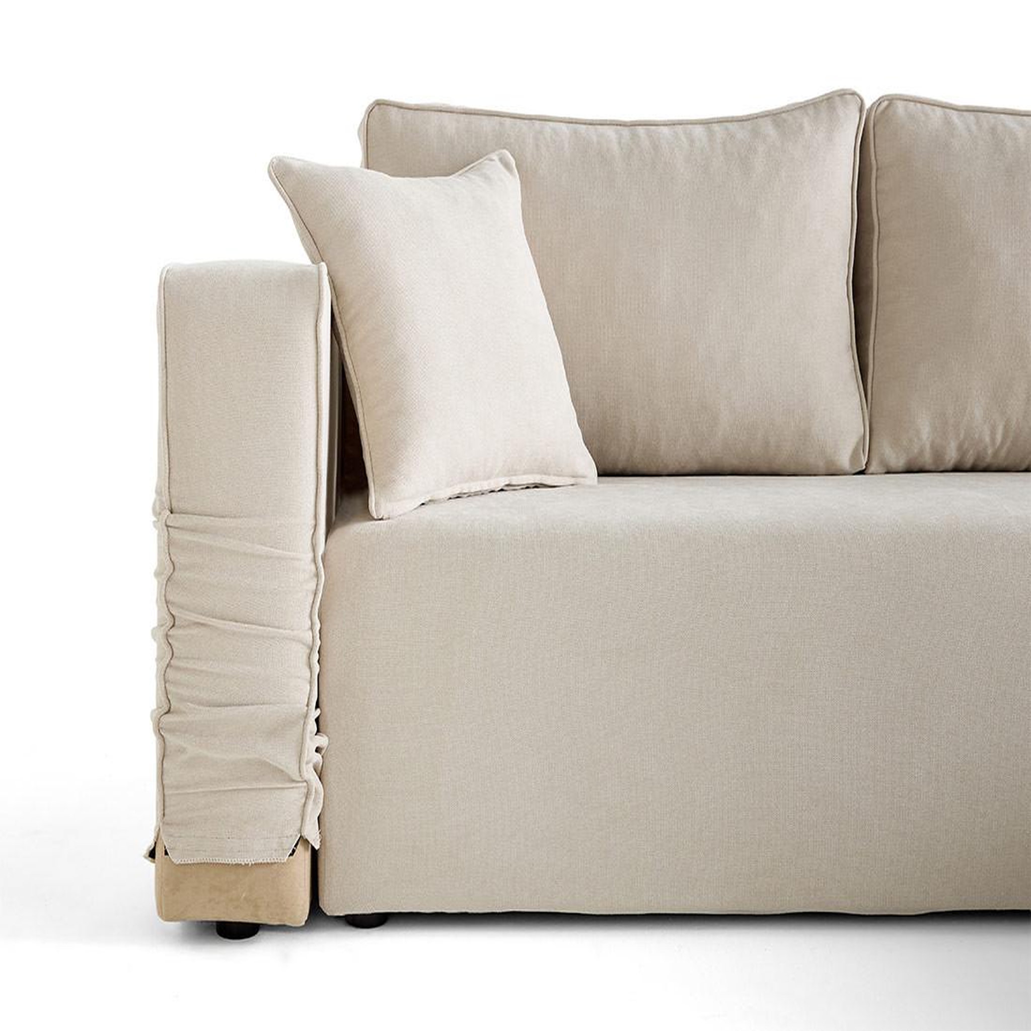 Voir la diapositive 2 : BEST MOBILIER Topaze - canapé d'angle déhoussable réversible 4 places en tissu
