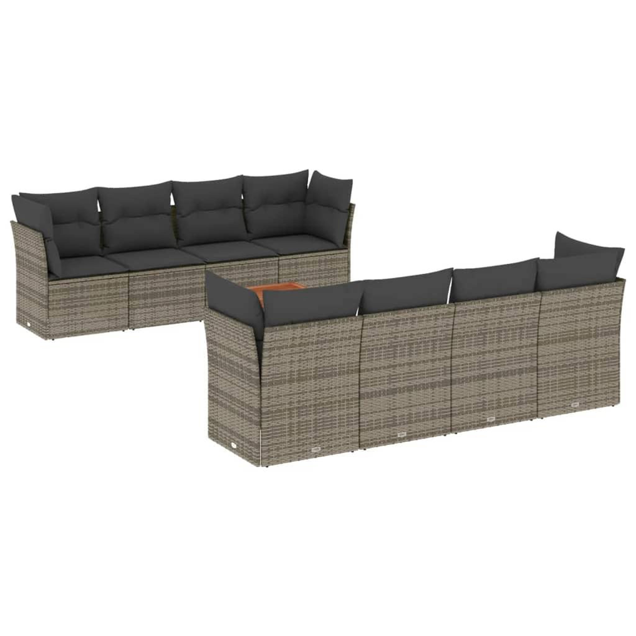Voir la diapositive 2 : VIDAXL Salon de jardin 9 pcs avec coussins gris resine tressee