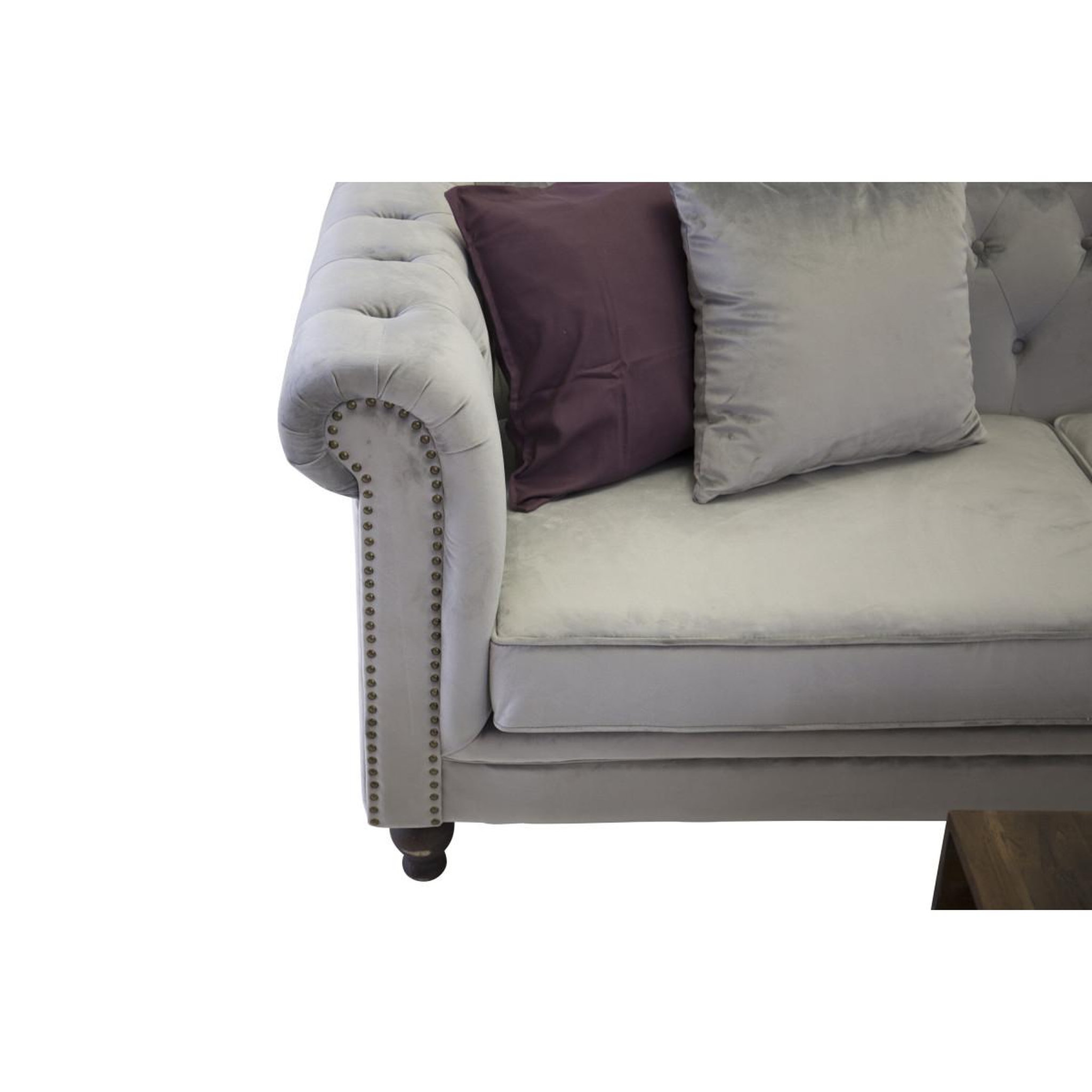 Voir la diapositive 2 : Paris Prix Canapé 3 places en velours  chesterfield  217cm gris clair