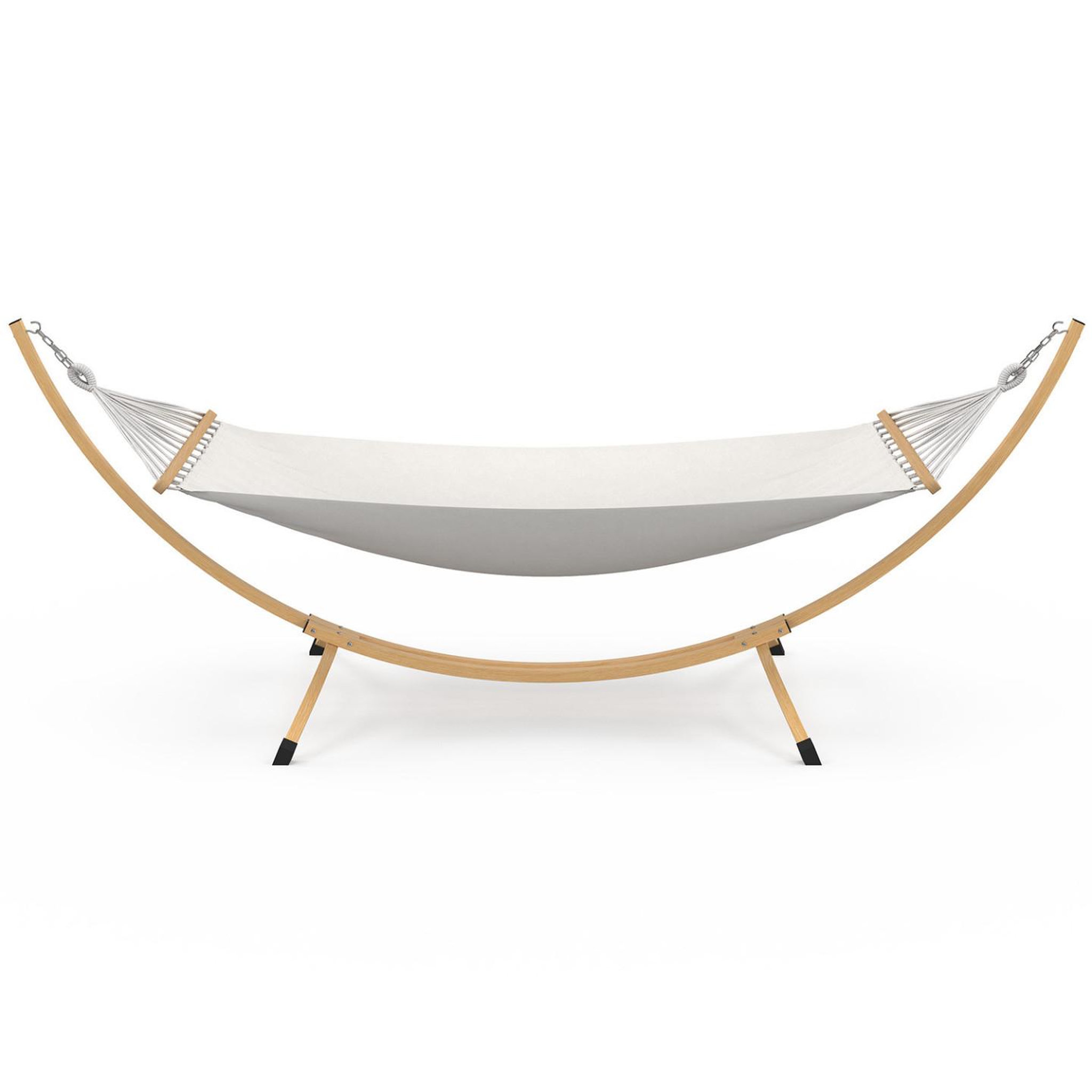Voir la diapositive 3 : ID MARKET Hamac xl avec support métal effet bois et toile écrue