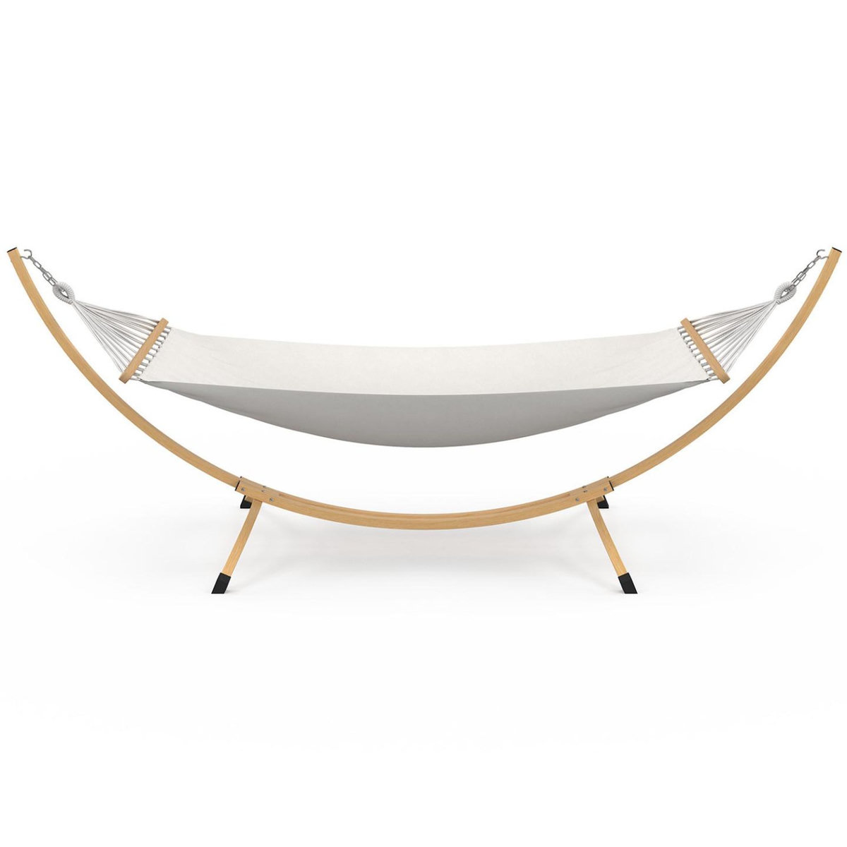 ID MARKET Hamac XL avec support métal effet bois et toile écrue