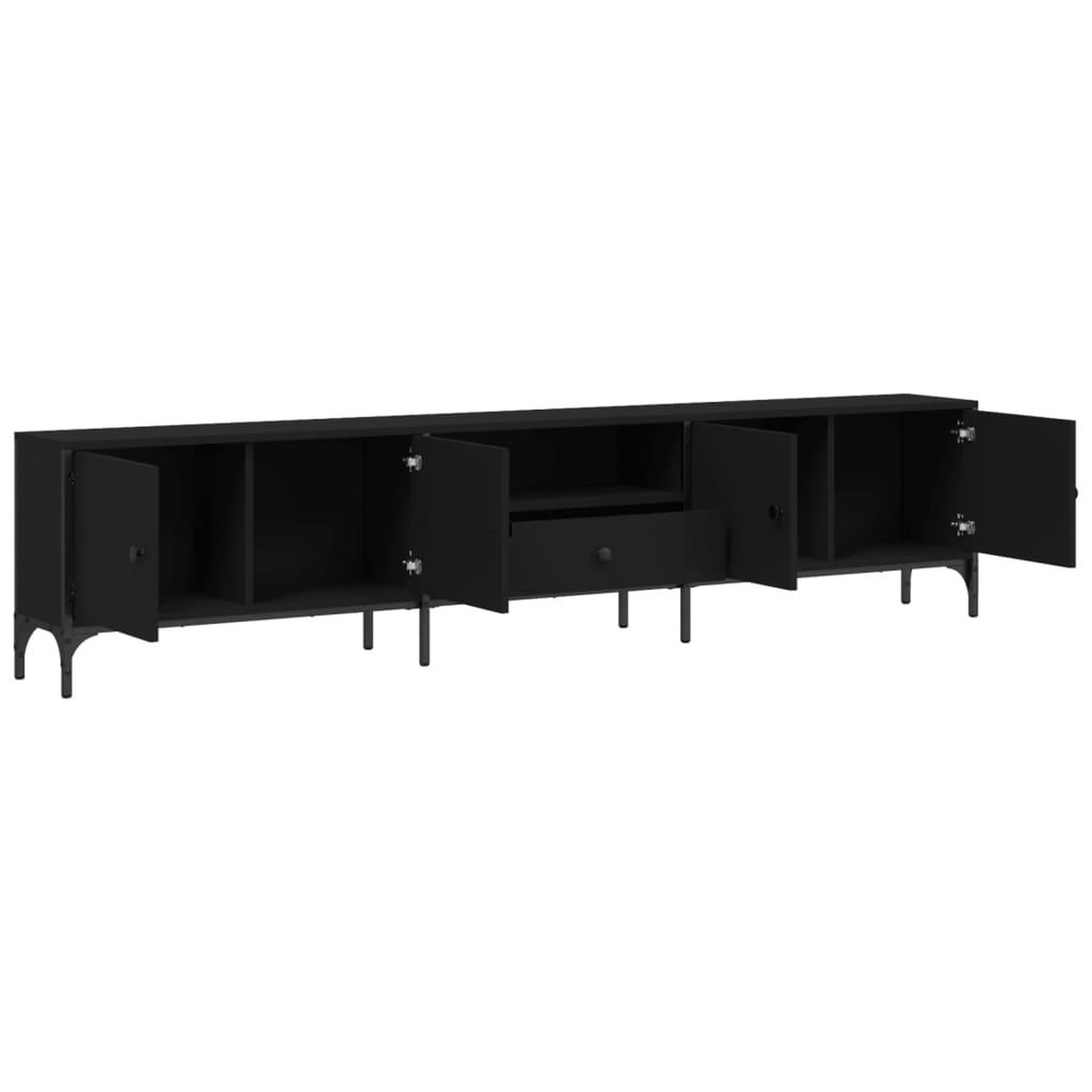 Voir la diapositive 5 : VIDAXL Meuble TV avec tiroir noir 200x25x44 cm bois d'ingenierie