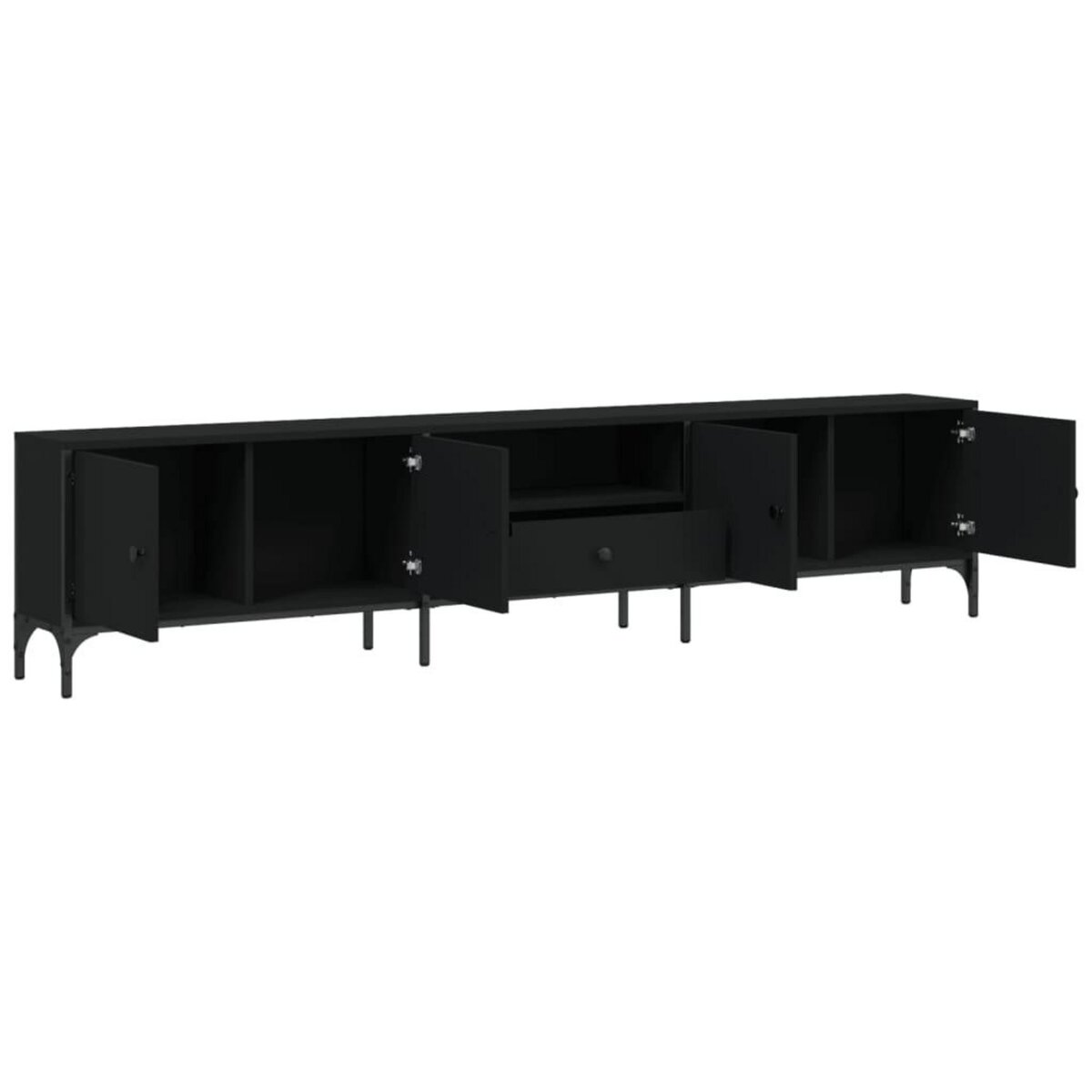 VIDAXL Meuble TV avec tiroir noir 200x25x44 cm bois d'ingenierie
