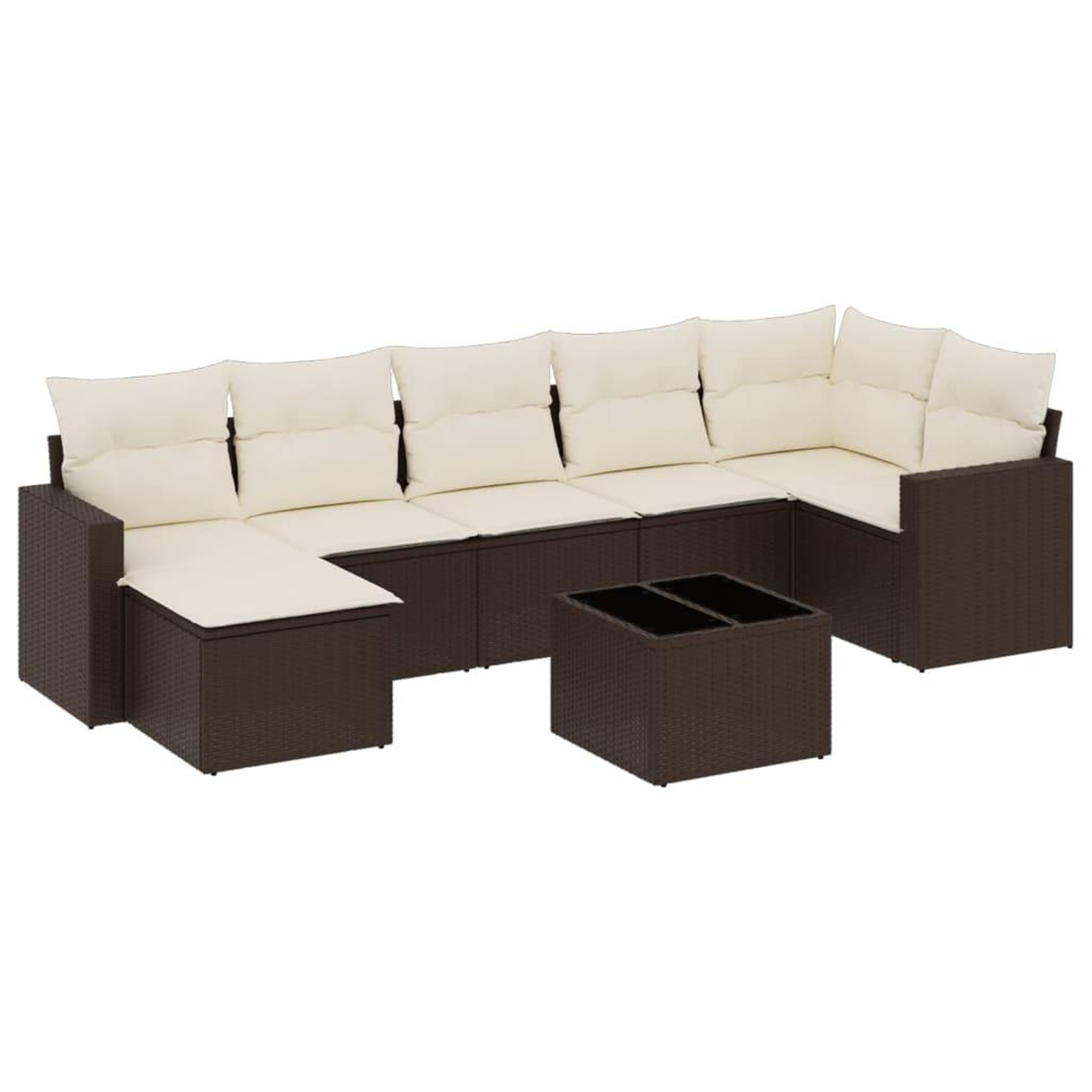 Voir la diapositive 2 : VIDAXL Salon de jardin 8 pcs avec coussins marron resine tressee