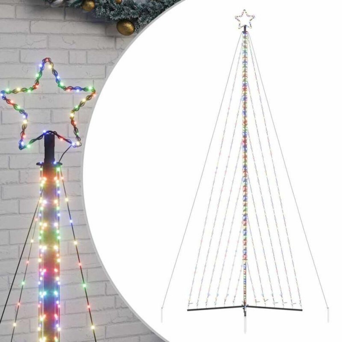 VIDAXL Guirlande de sapin de Noël 789 LED colorées 476 cm