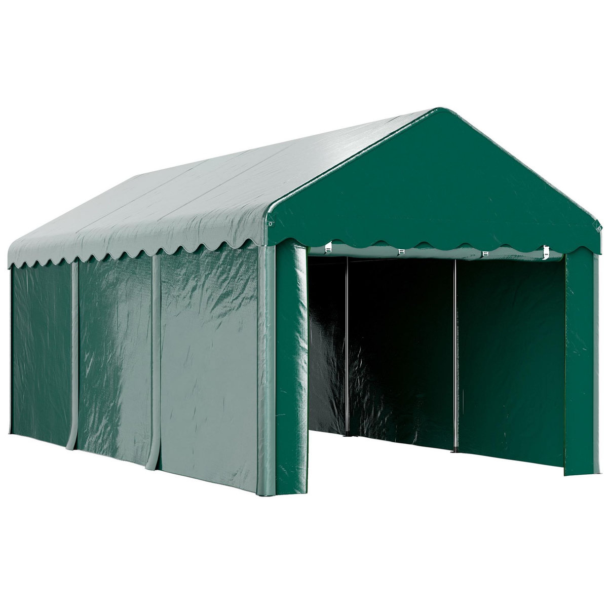 OUTSUNNY Carport tente de garage 3 x 6 m abri voiture exterieur avec 2 portes enroulables PE vert