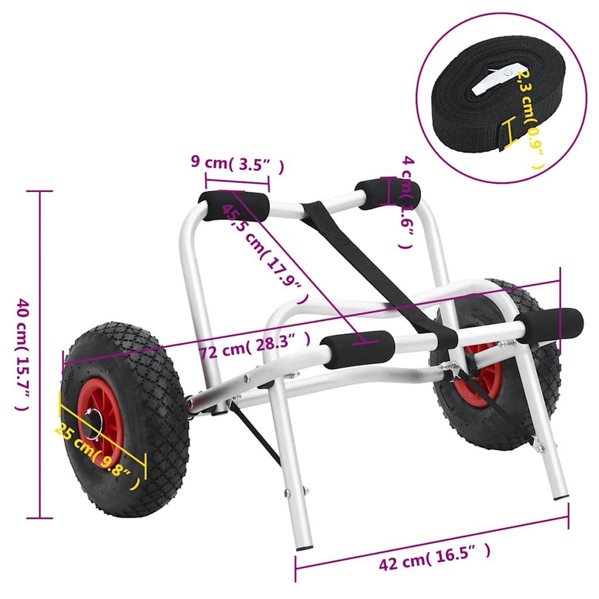 Voir la diapositive 6 : VIDAXL Chariot pour kayak pliable 45 kg aluminium