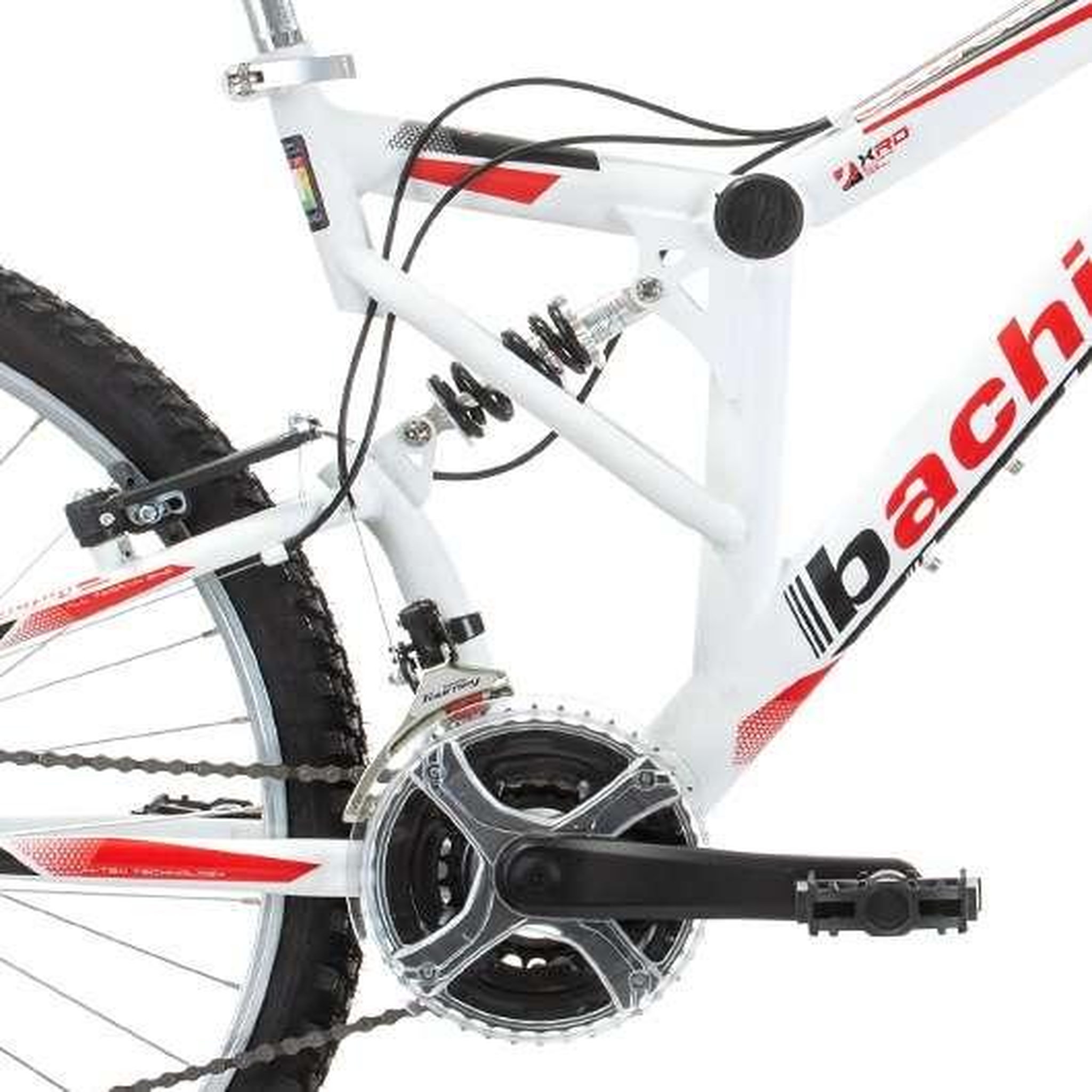 Voir la diapositive 5 : BACHINI Vélo VTT 26'' Tout Suspendu équipé de 18 Vitesses avec transmission Shimano & Freins V-Brake Alu.